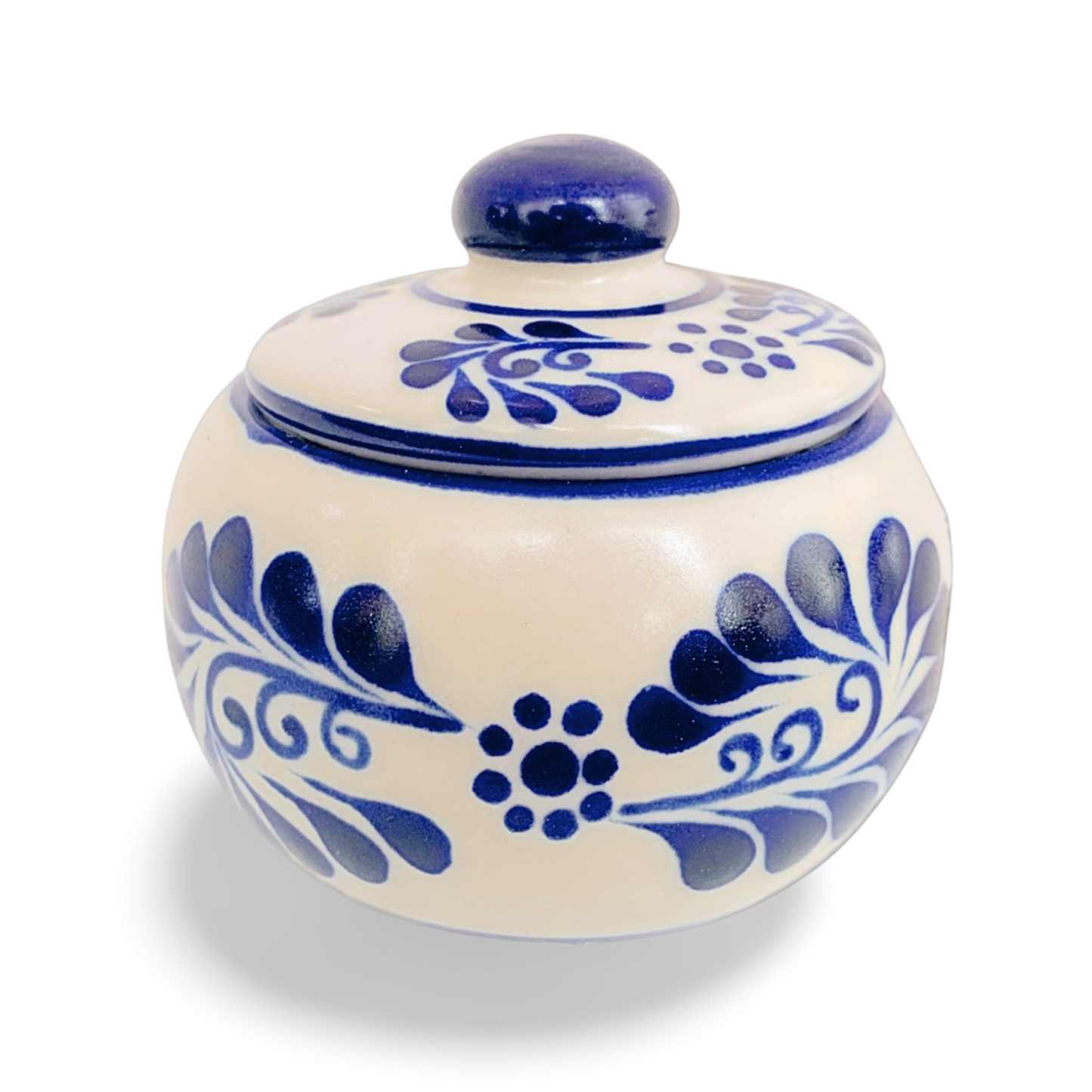 Hand-painted Talavera ceramic sugar bowl, offering a touch of authentic Mexican craftsmanship and versatile use for sugar, tea, or spices.