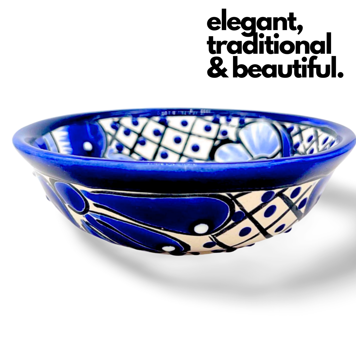 Talavera Fiesta Salsa Bowl - Blue & White