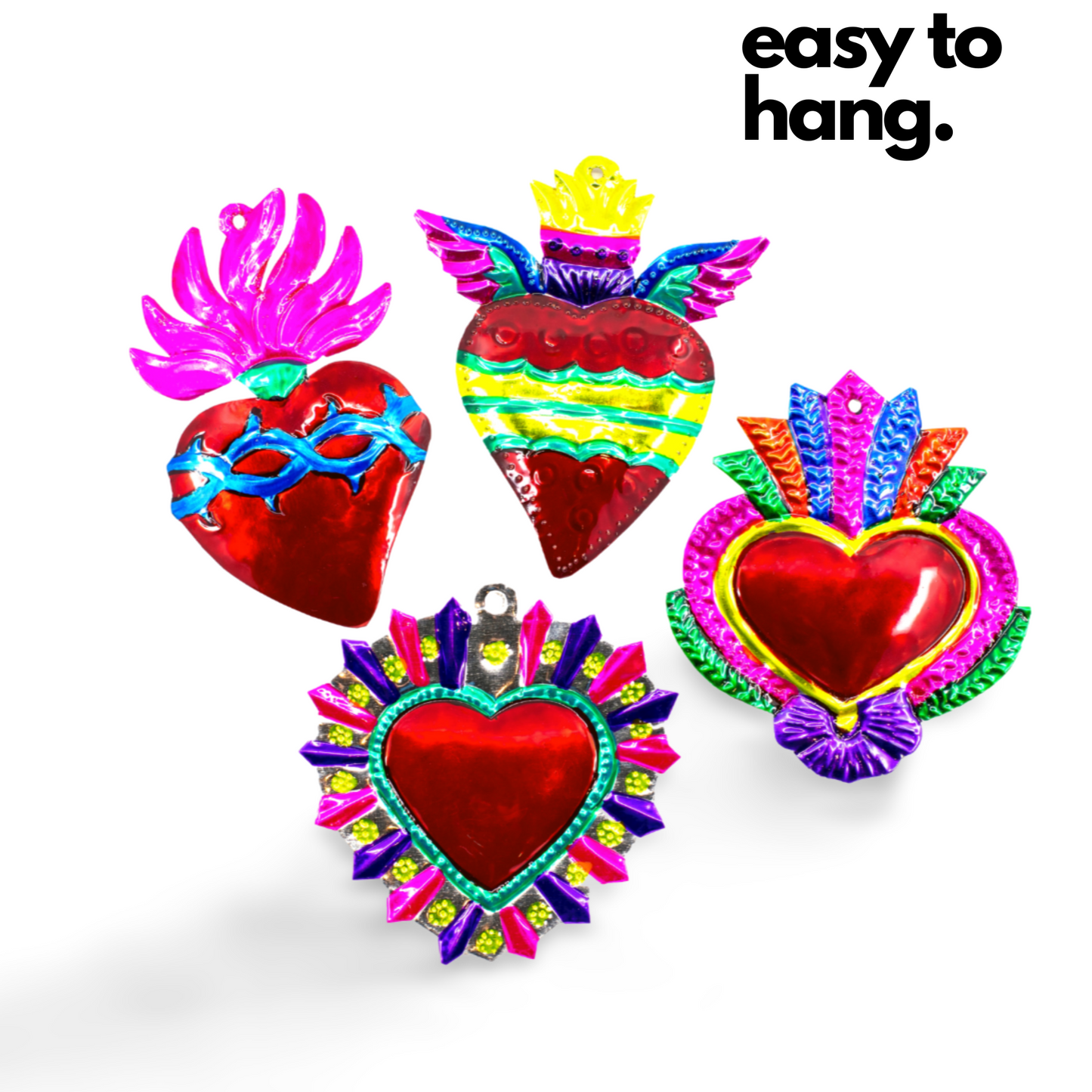Mexican Milagros heart Charms Multicolor Set of 4