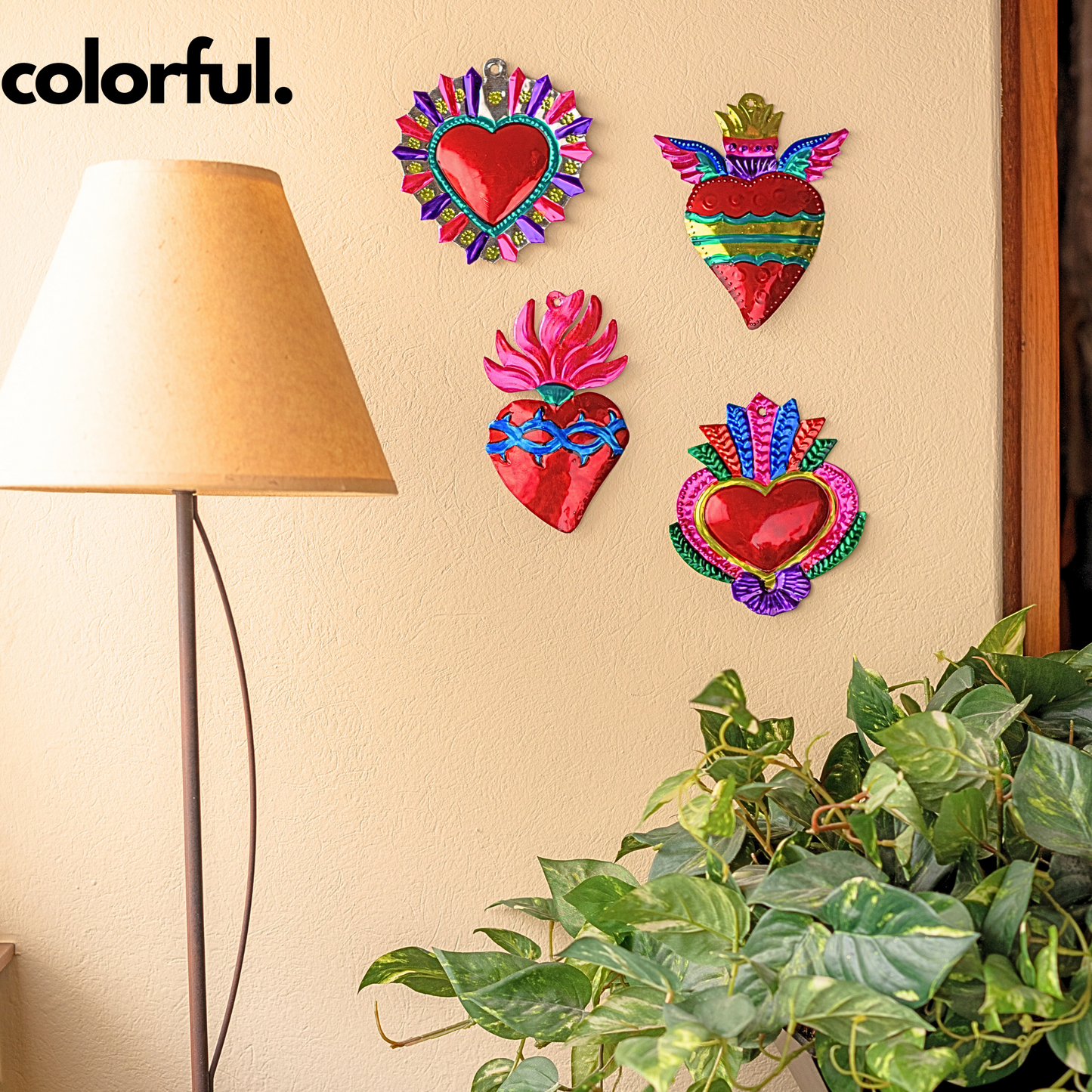 Mexican Milagros heart Charms Multicolor Set of 4