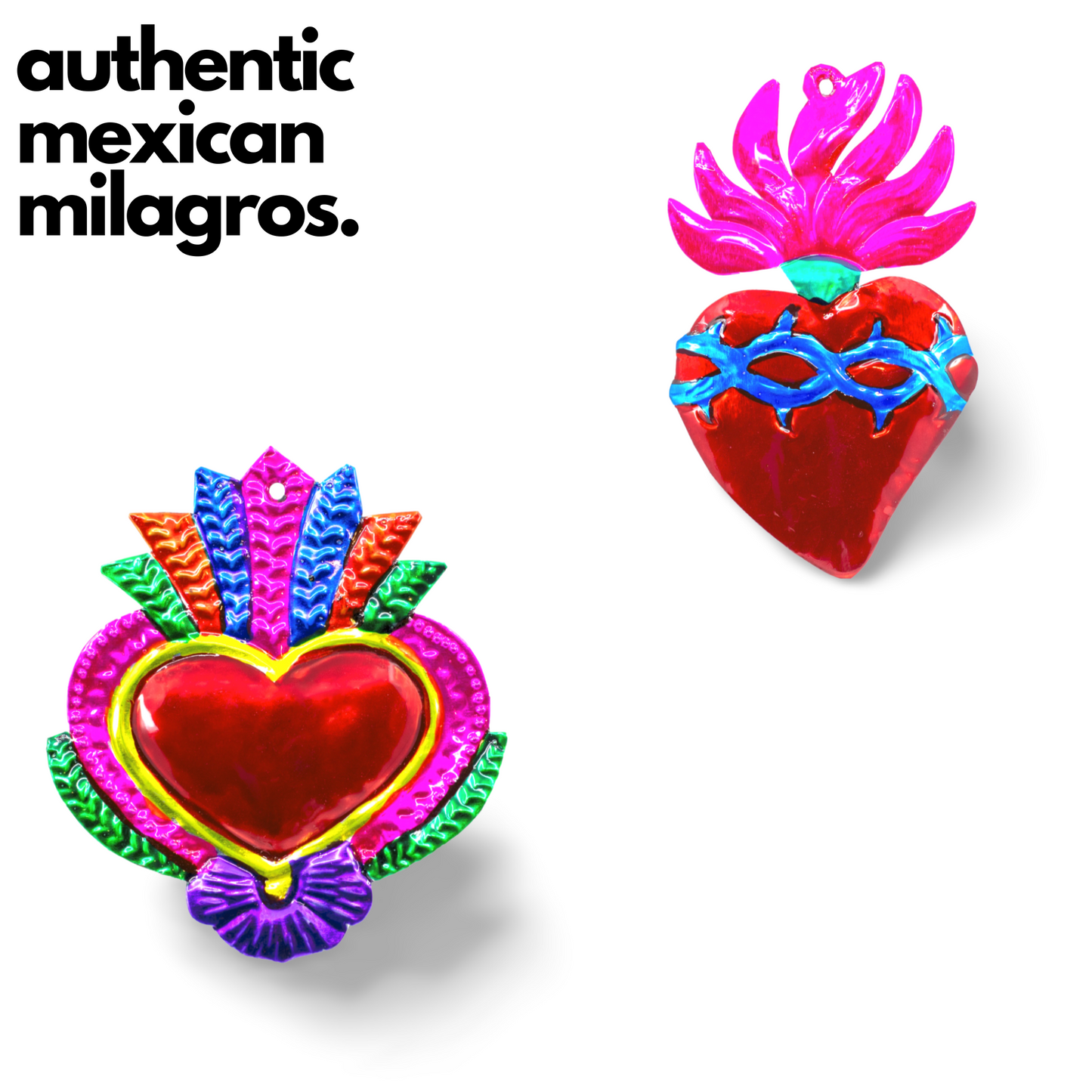 Mexican Milagros heart Charms Multicolor Set of 4