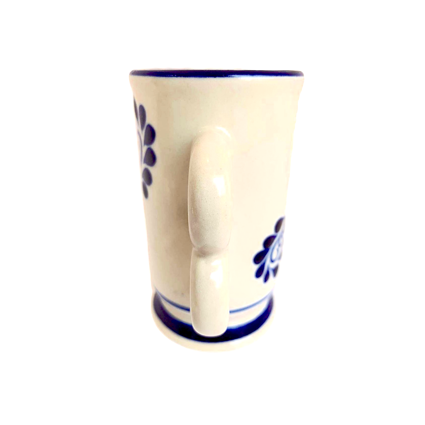 Large white ceramic Talavera Cappuccino Mug, hand-painted, handmade in Mexico, perfect for enjoying morning coffee or tea.