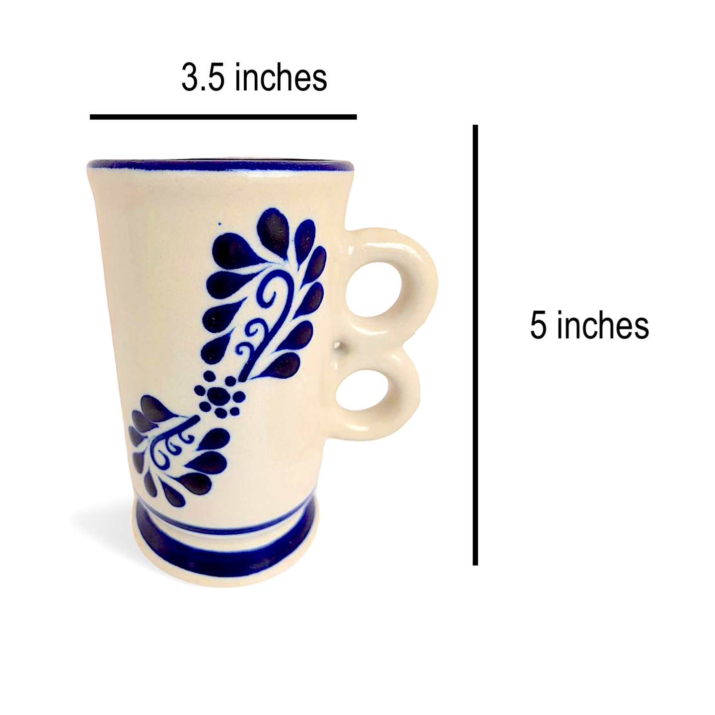 Large white ceramic Talavera Cappuccino Mug, hand-painted, handmade in Mexico, perfect for enjoying morning coffee or tea.