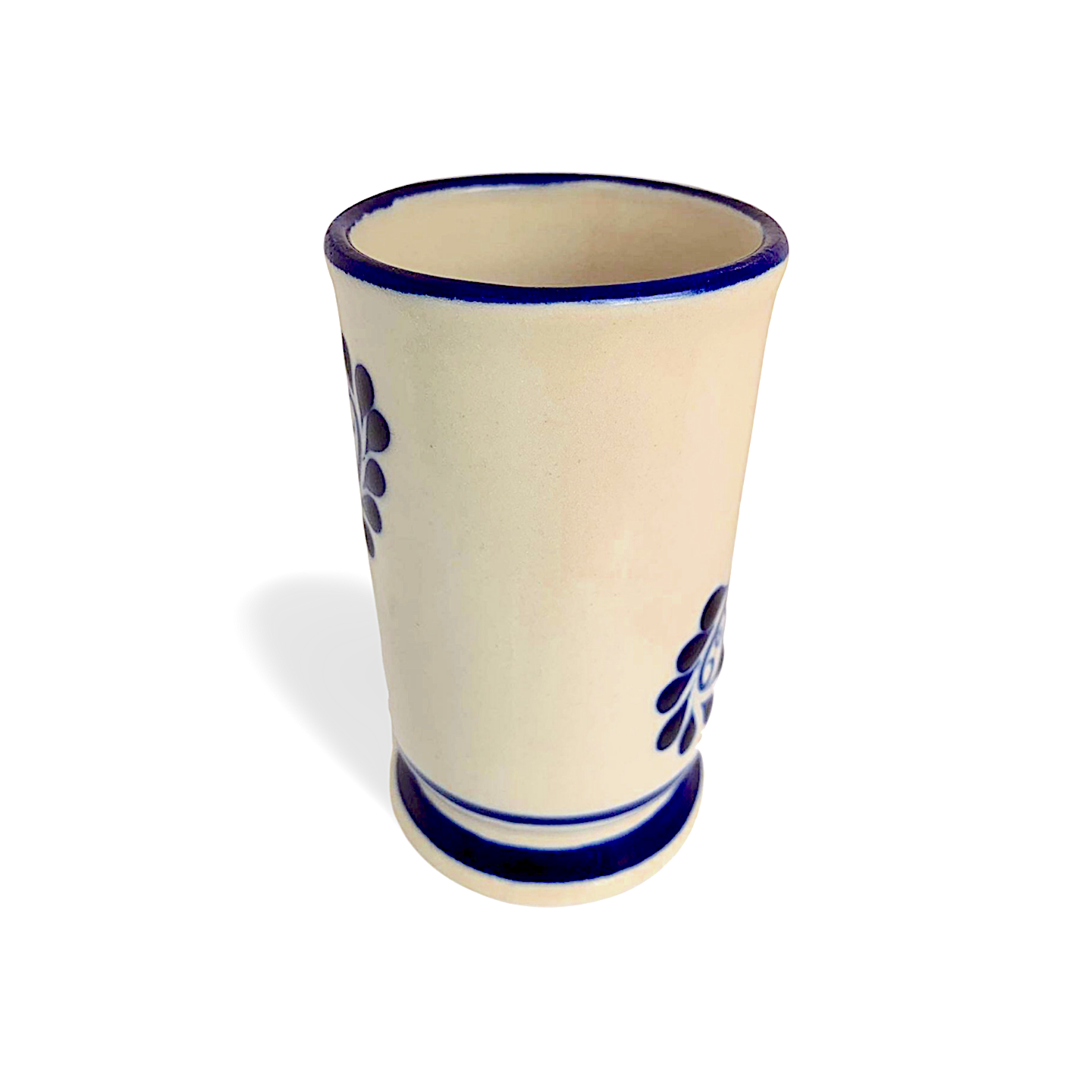 Large white ceramic Talavera Cappuccino Mug, hand-painted, handmade in Mexico, perfect for enjoying morning coffee or tea.