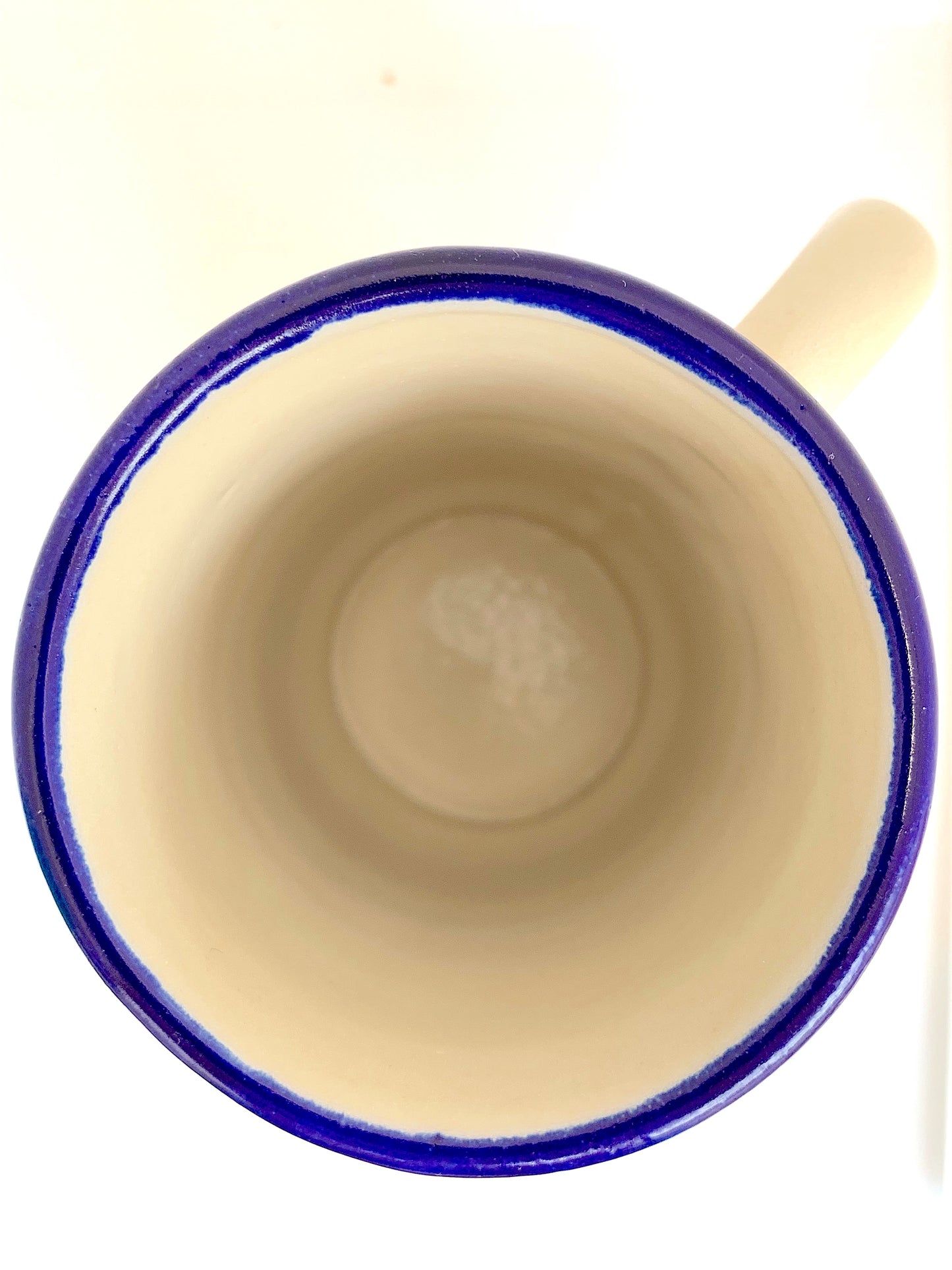Large white ceramic Talavera Cappuccino Mug, hand-painted, handmade in Mexico, perfect for enjoying morning coffee or tea.