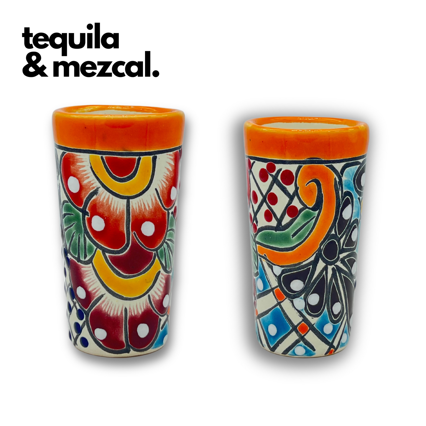 Colorful Mexican Shot Glasses Set of 2 