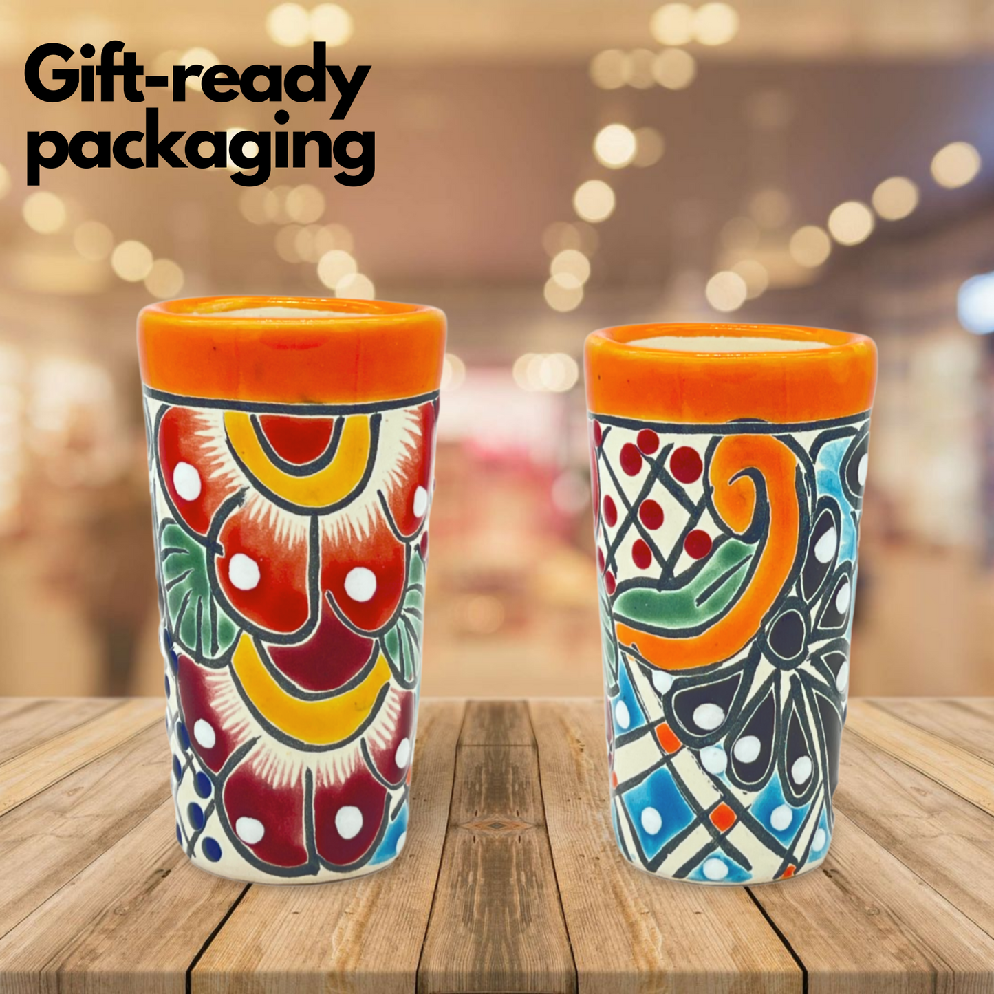 Colorful Mexican Shot Glasses Set of 2 