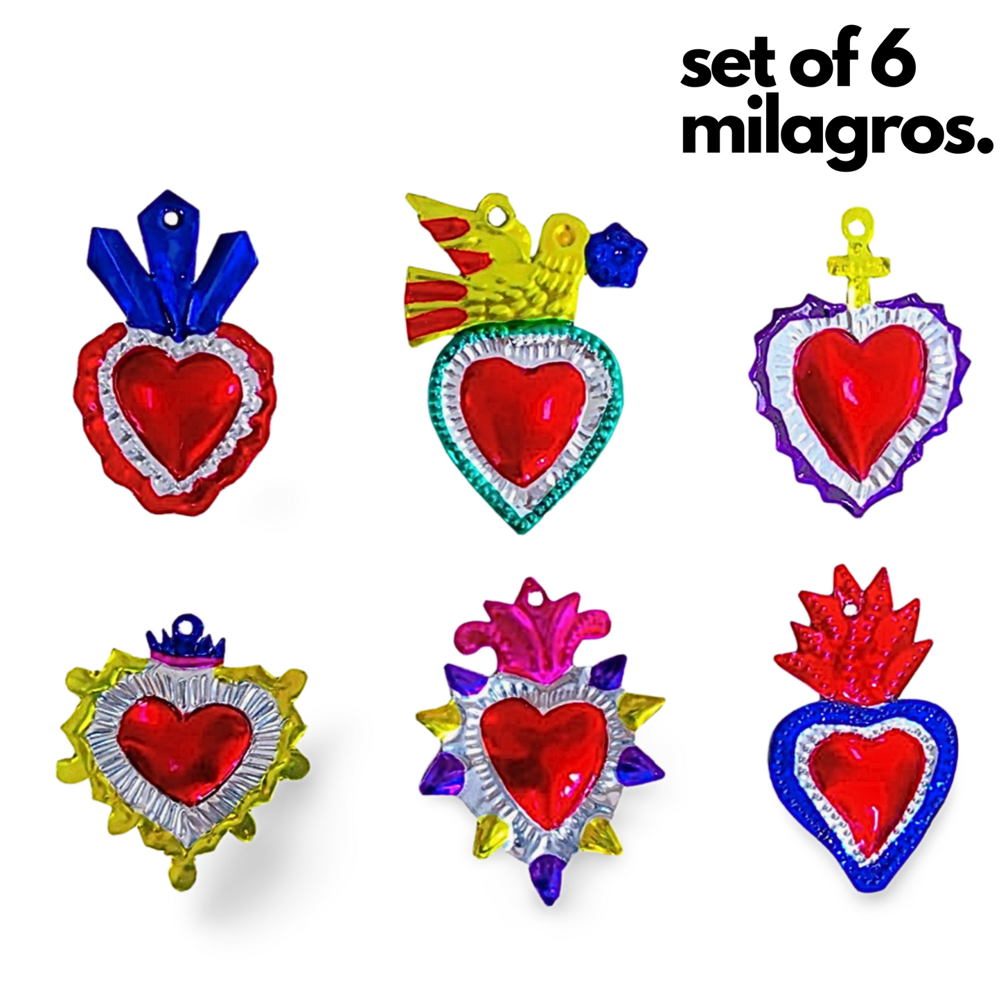 Multicolor Mexican Milagros Charms - Set of 6