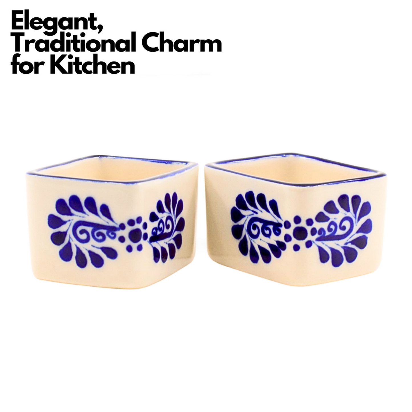 A set of 3 vibrant Talavera salsa and spices bowls, handmade and hand-painted in Mexico, perfect for a variety of condiments.