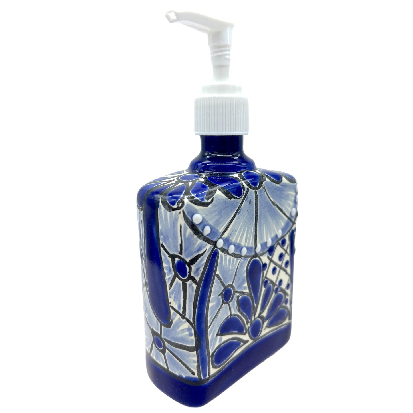 Mexican Blue and White Soap Dispenser Jabonera Azul y Blanco