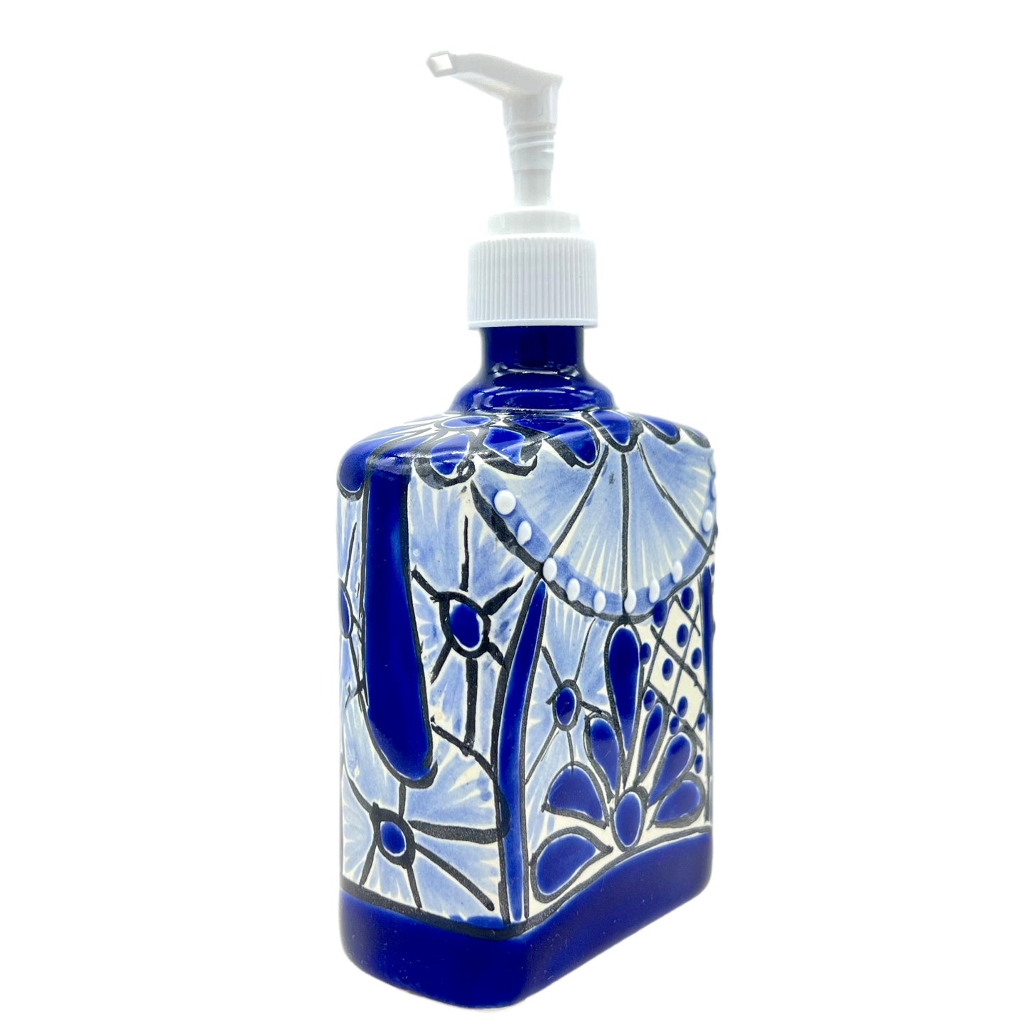 Mexican Blue and White Soap Dispenser Jabonera Azul y Blanco