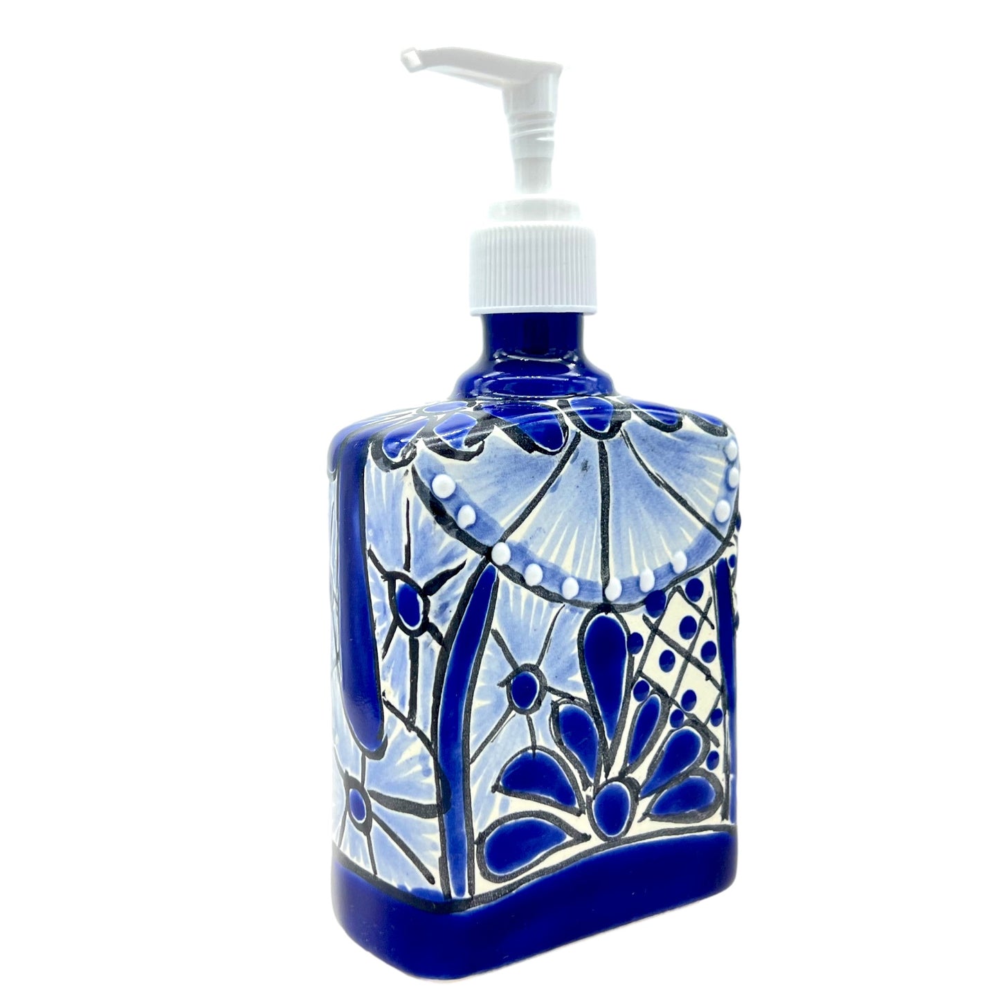 Mexican Blue and White Soap Dispenser Jabonera Azul y Blanco