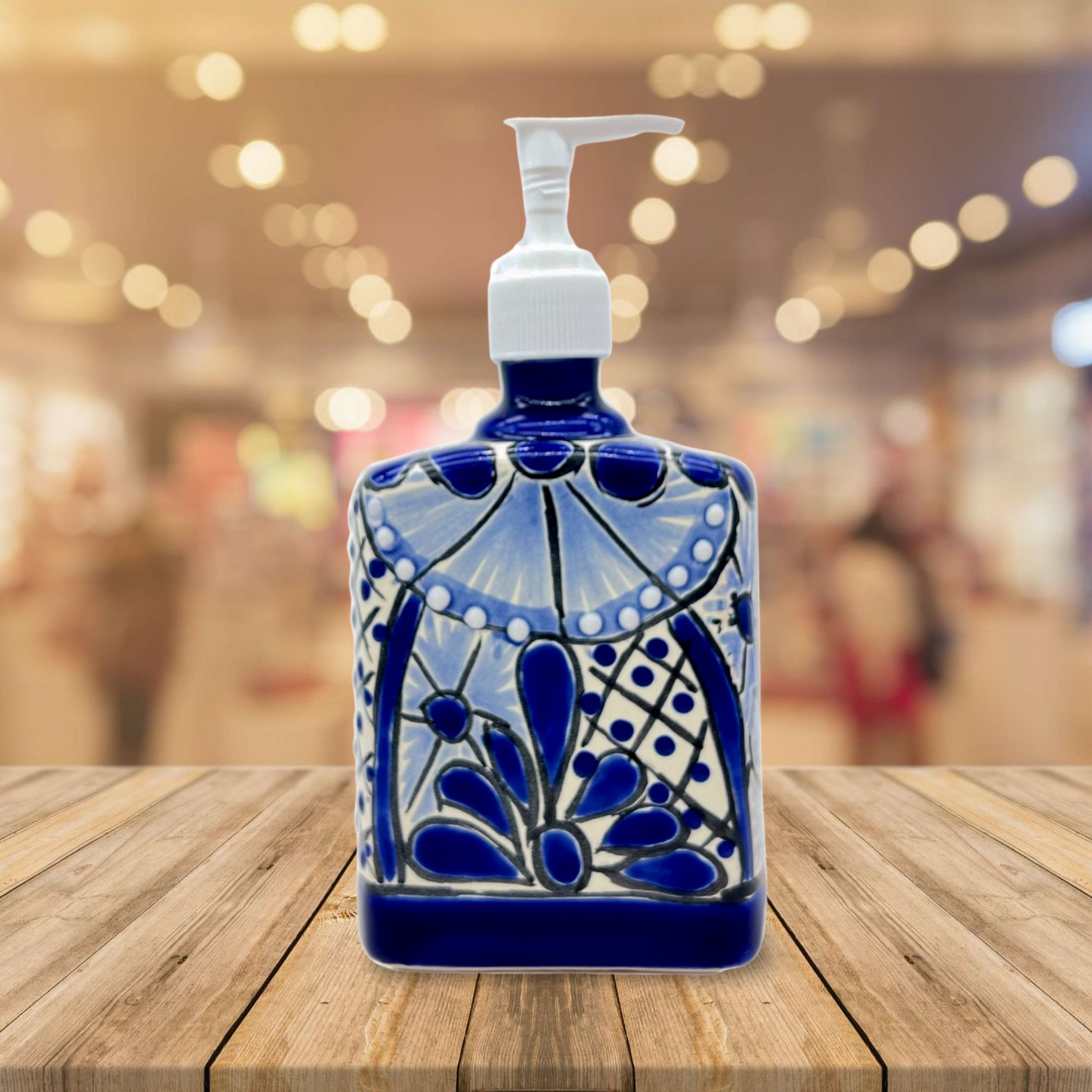 Mexican Blue and White Soap Dispenser Jabonera Azul y Blanco