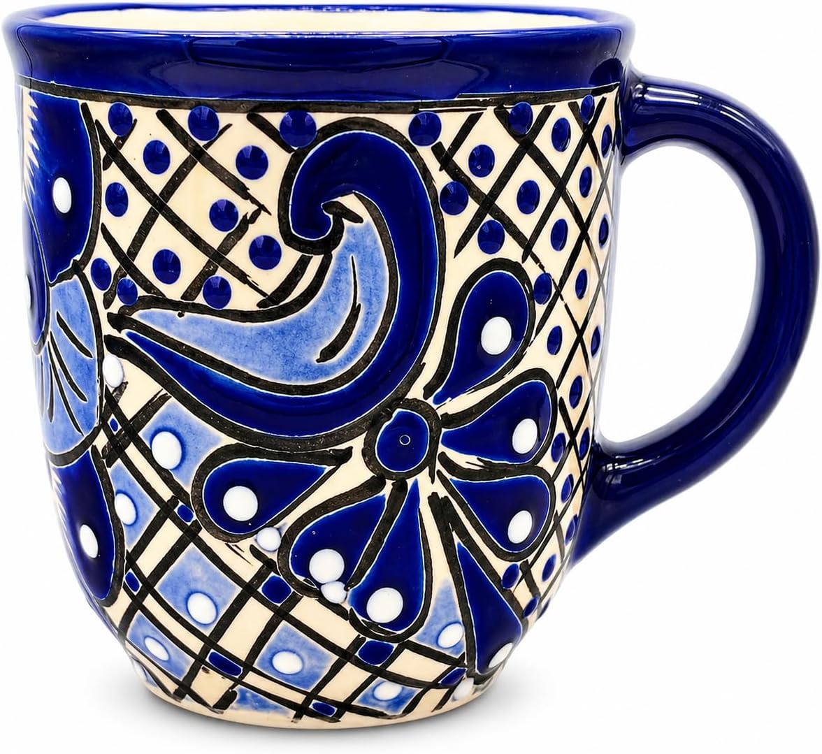 Mug, Blue and White — close-up