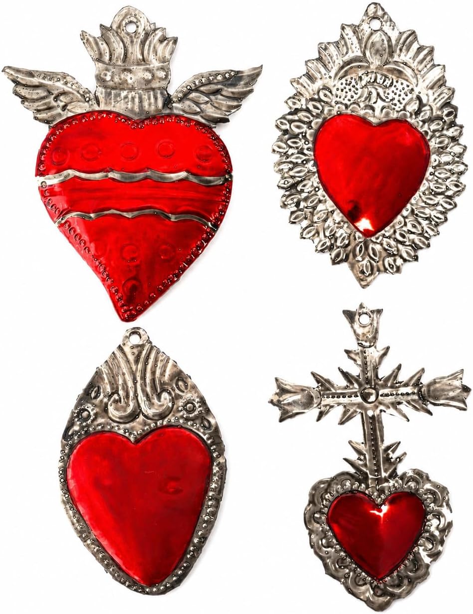 Mexican Milagros Charms, Set of 4 — side view