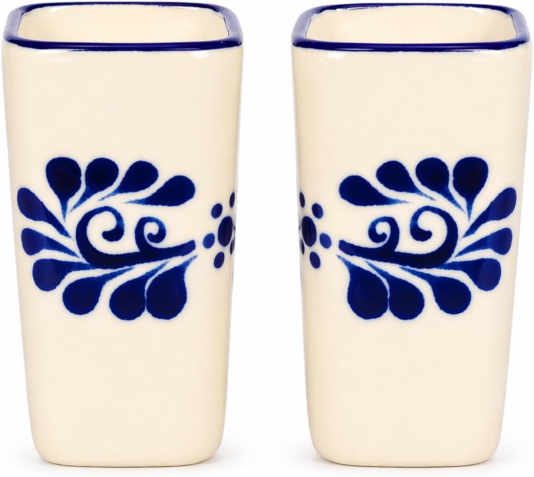 Mexican Square Shot Glasses, Set of 2 — front view