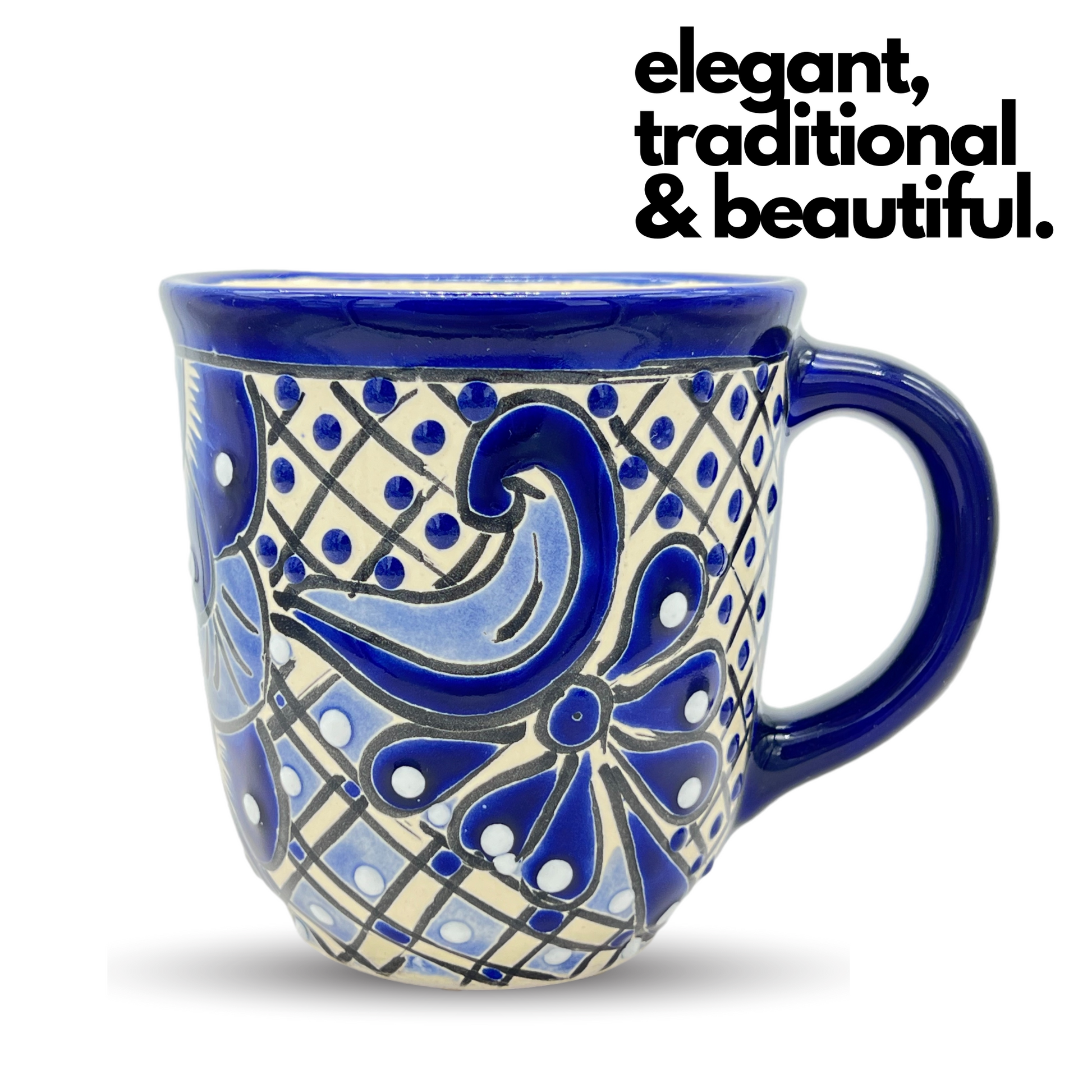 Enjoy your beverage with our Hand-Painted Talavera Coffee Mug. Authentic Mexican decor meets functionality. Perfect gift. Free Shipping! side
