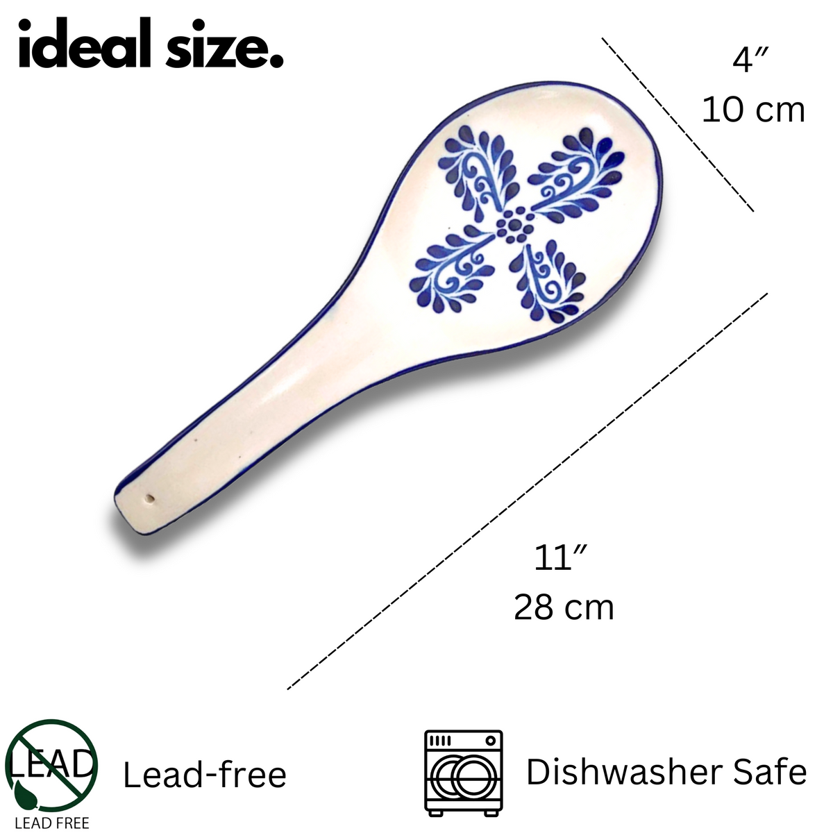 Mexican Talavera White Spoon Rest