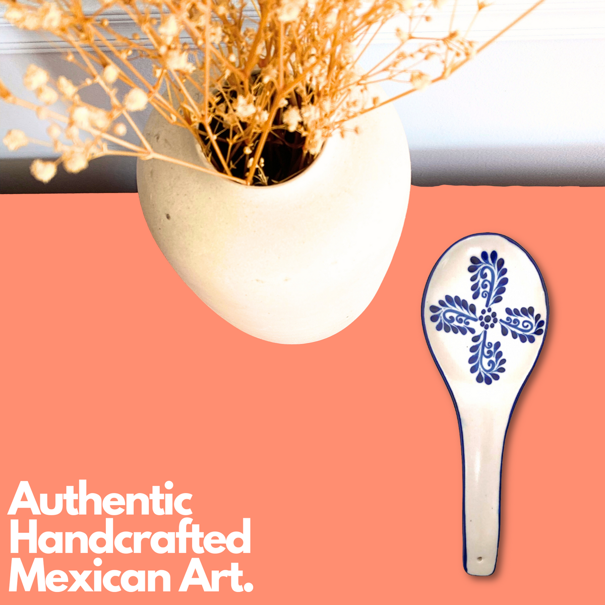 Mexican Talavera White Spoon Rest
