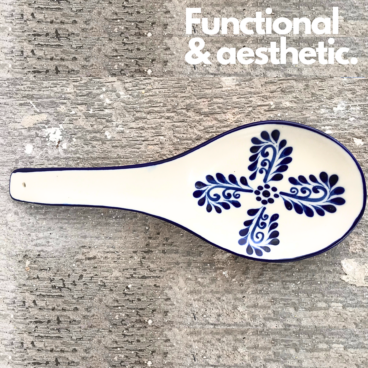 Mexican Talavera White Spoon Rest