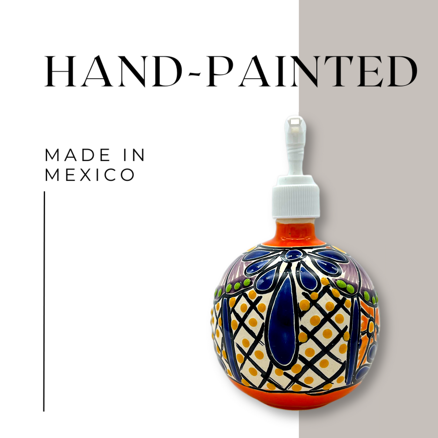 hand painted in mexico Hand-painted Talavera Ceramic Soap Dispenser in vibrant colors, an artistic addition to kitchen or bathroom.