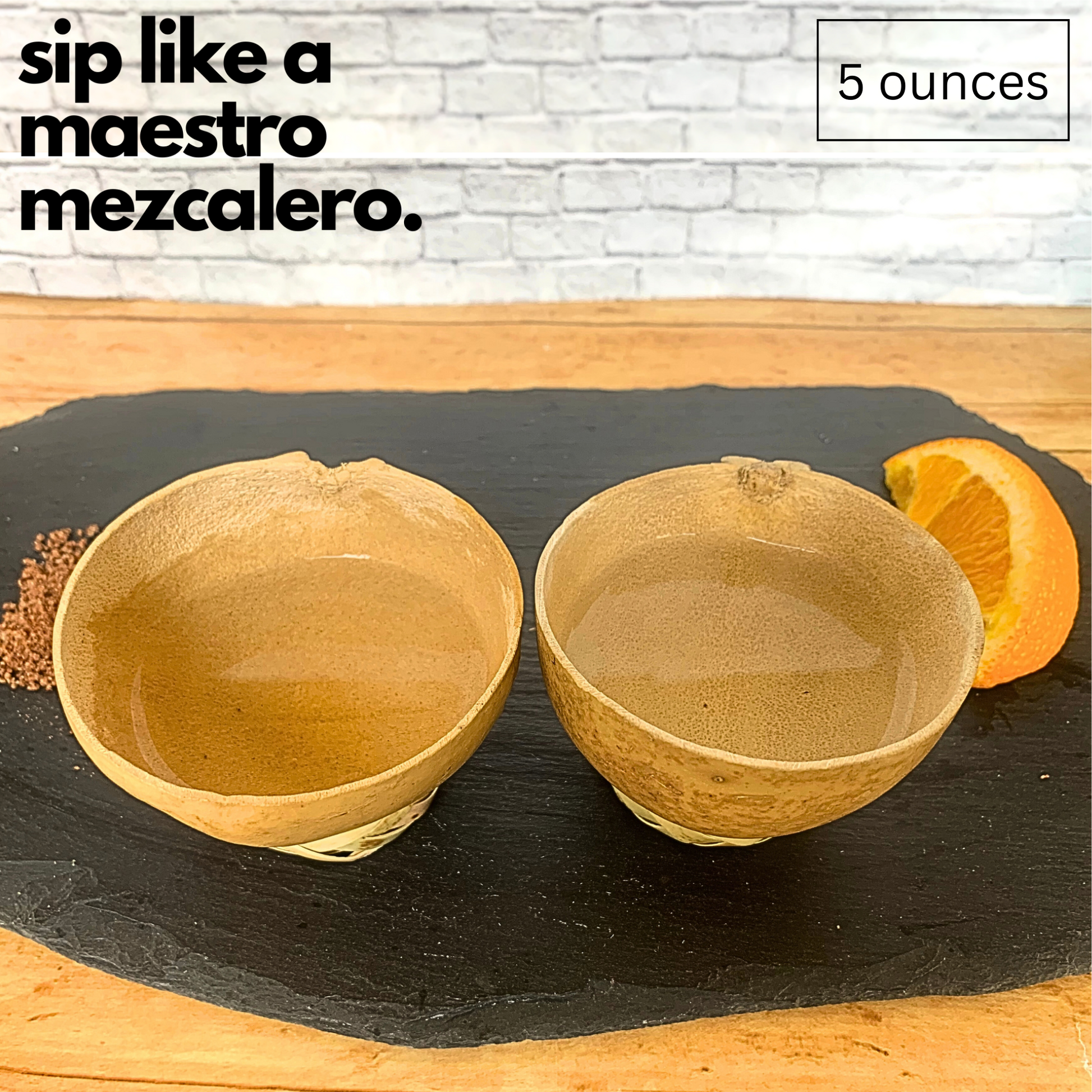 Handmade 5oz Mezcal Jicaras Cups from Mexico, perfect for enjoying agave spirits in a traditional manner, supporting sustainability. fill with mezcal