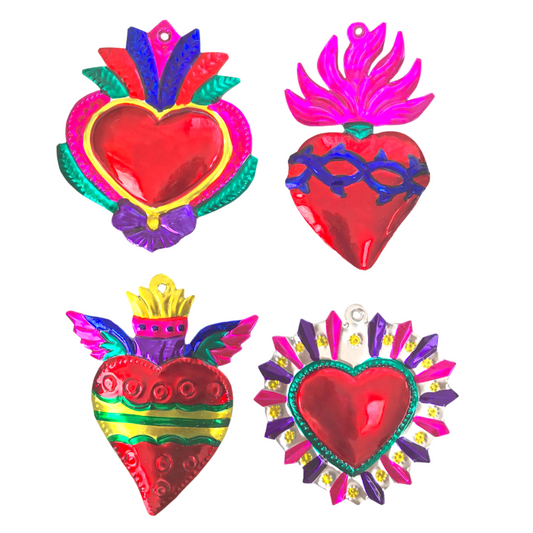 Mexican Milagros heart Charms Multicolor Set of 4 