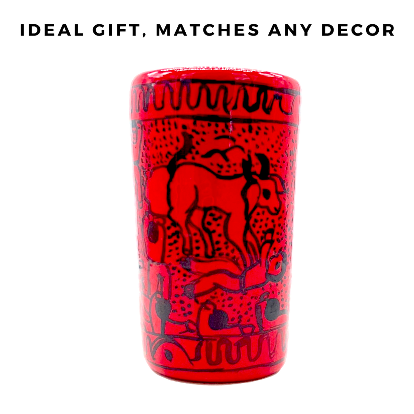 ideal gift red mexican shot glasses set of 2. handmade and handpainted in mexico