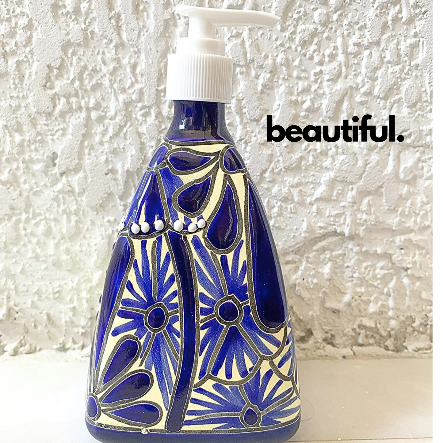 beautiful An eye-catching, hand-painted, Refillable Ceramic Soap Dispenser, skillfully crafted in Mexico. Perfect for adding a vibrant touch to any kitchen or bathroom.