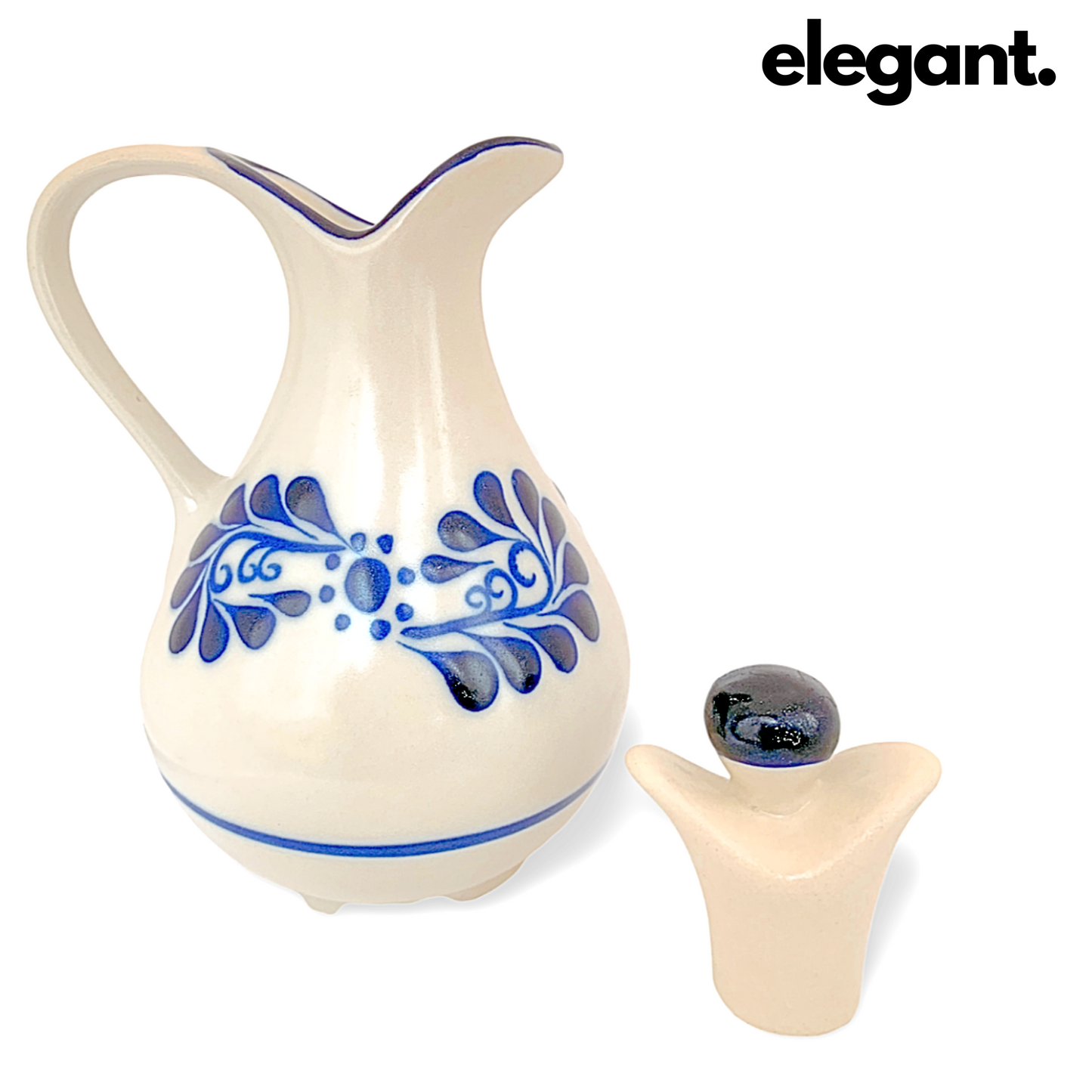 Hand-painted Mexican Talavera Ceramic Olive Oil Dispenser, premium quality, versatile for oils and beverages, crafted by top Mexican artisans.