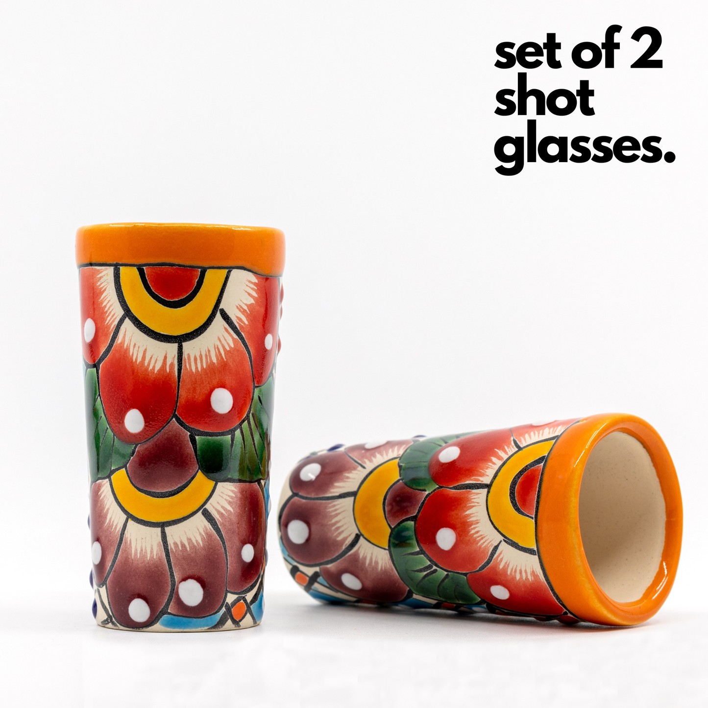Colorful Mexican Shot Glasses Set of 2 