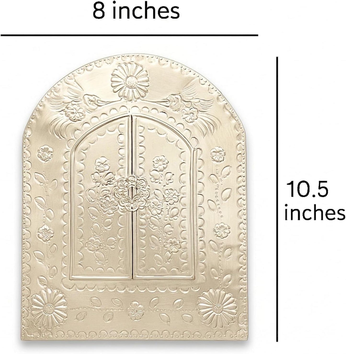 Golden Mexican Tin Mirror with Doors — side view
