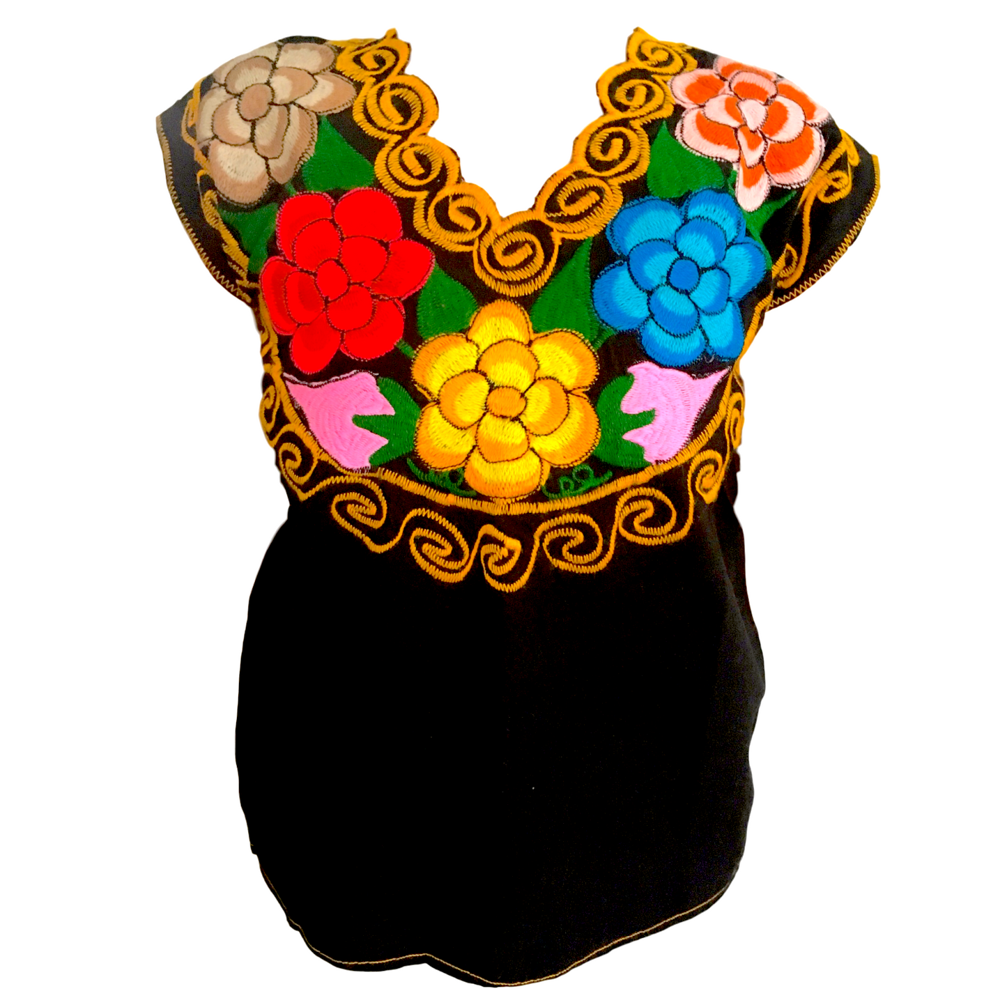 Colorful Mexican Blouse with flowers 