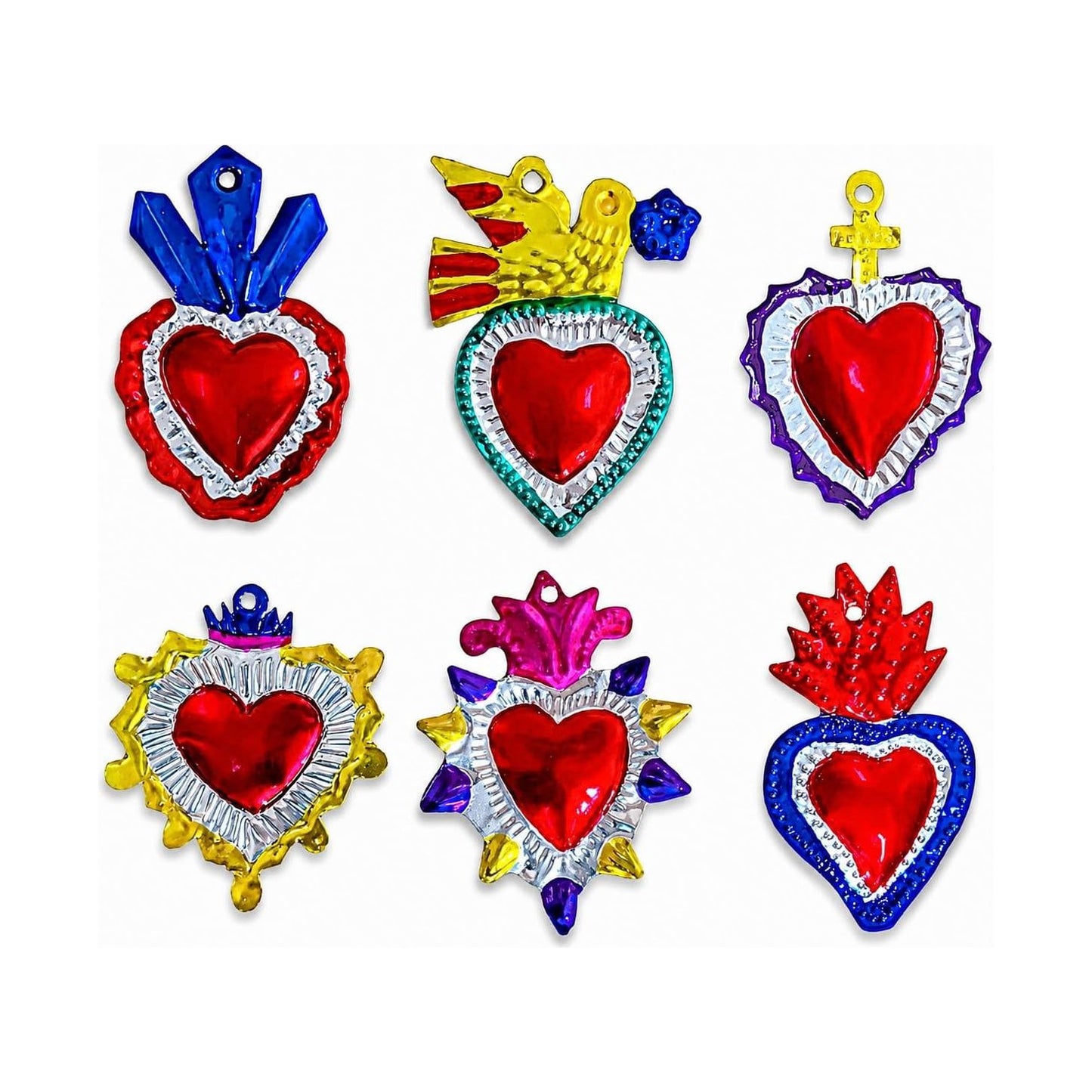 Multicolor Mexican Milagros Charms, Set of 6 — side view