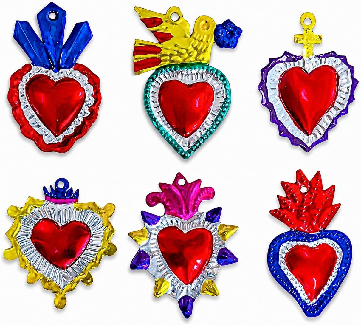 Multicolor Mexican Milagros Charms, Set of 6 — side view