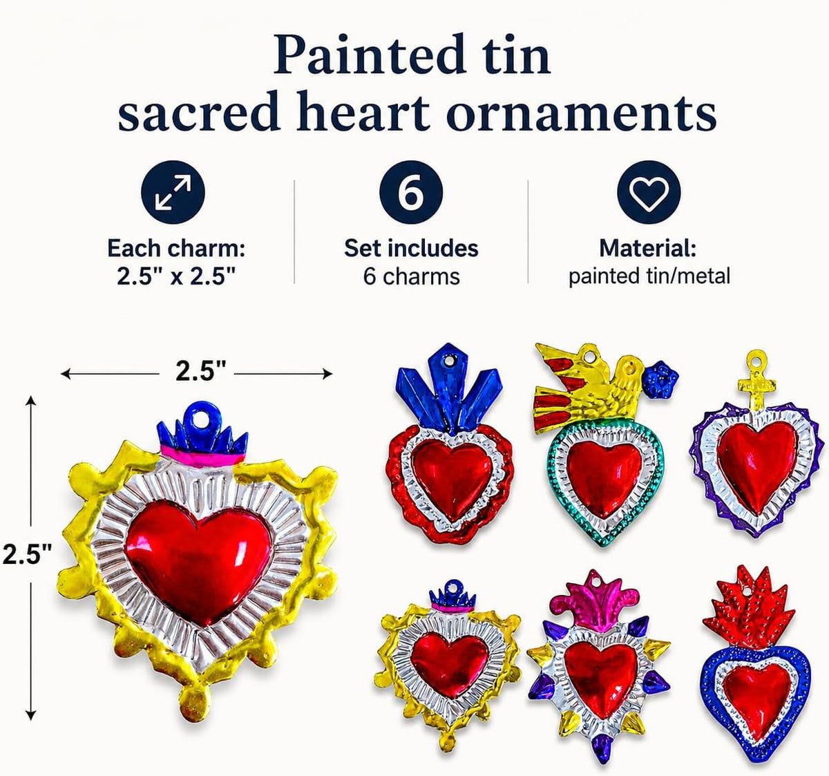 Multicolor Mexican Milagros Charms, Set of 6 — alternate angle
