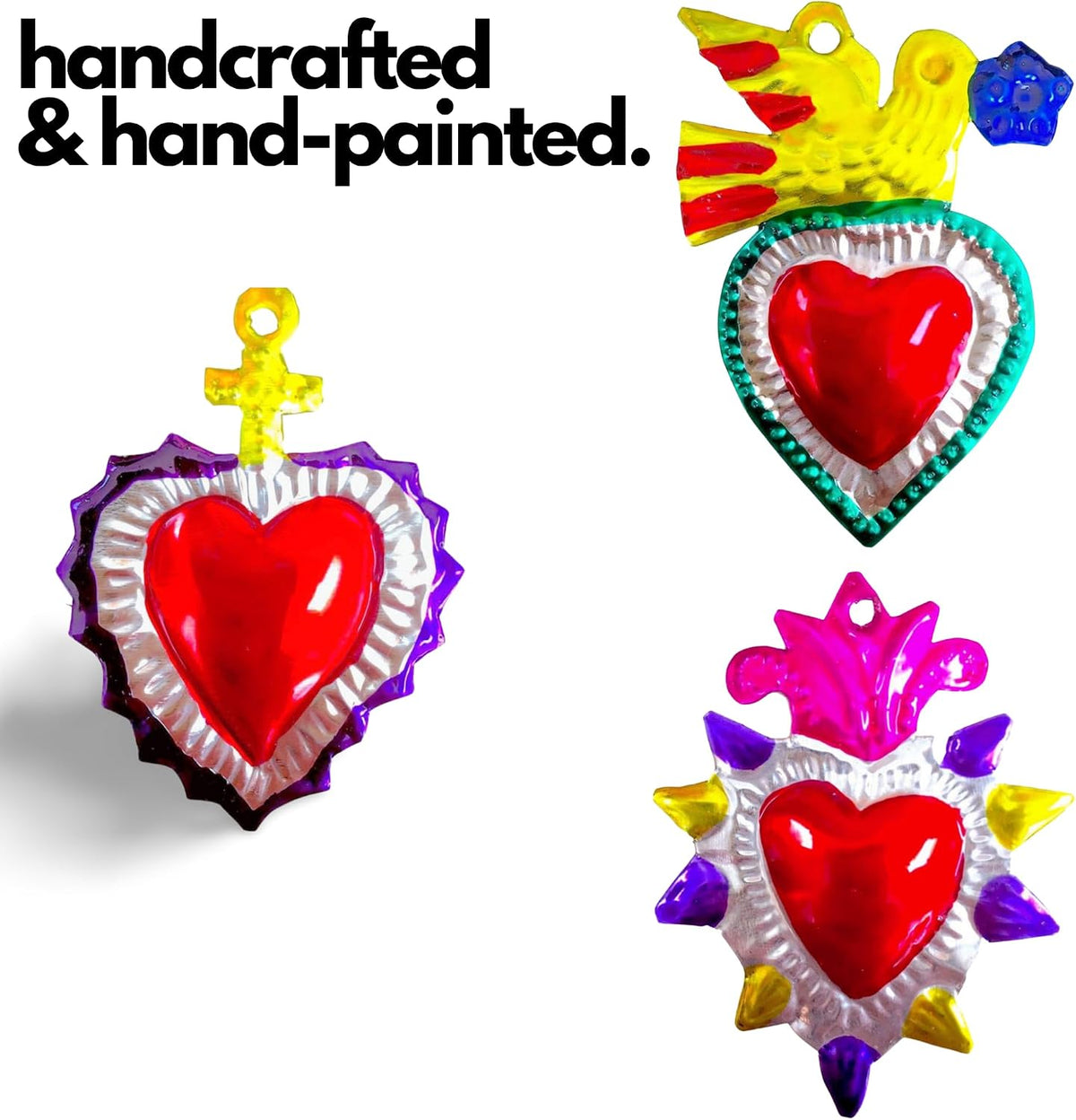 Multicolor Mexican Milagros Charms, Set of 6 — scale reference