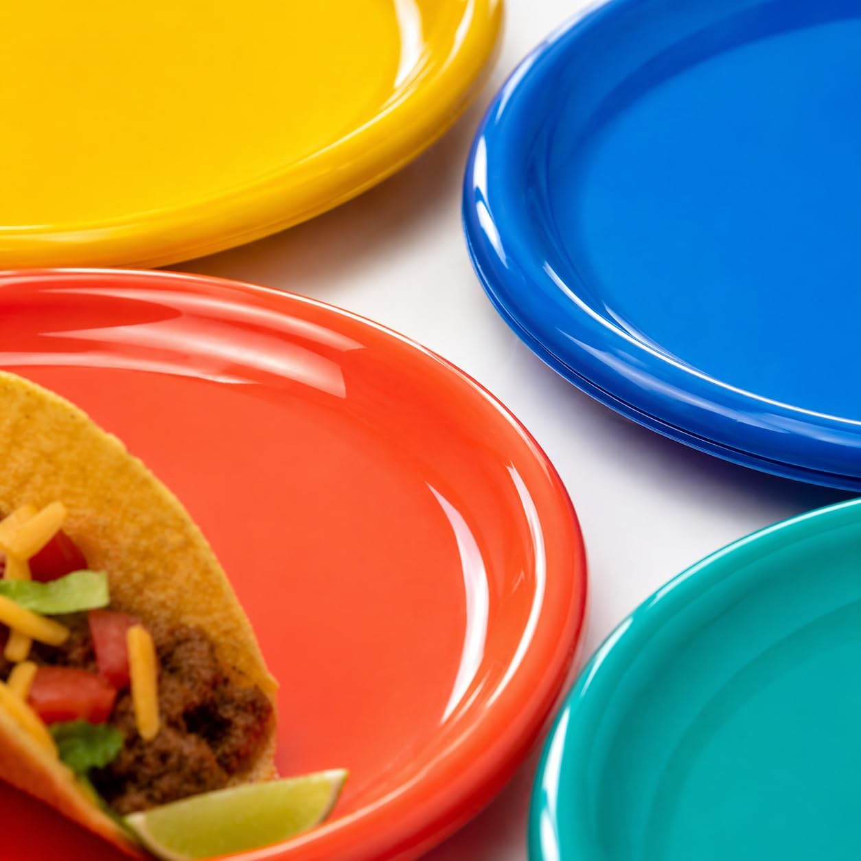 Mexican Taco Plates Set of 12, Plato Taquero — side view