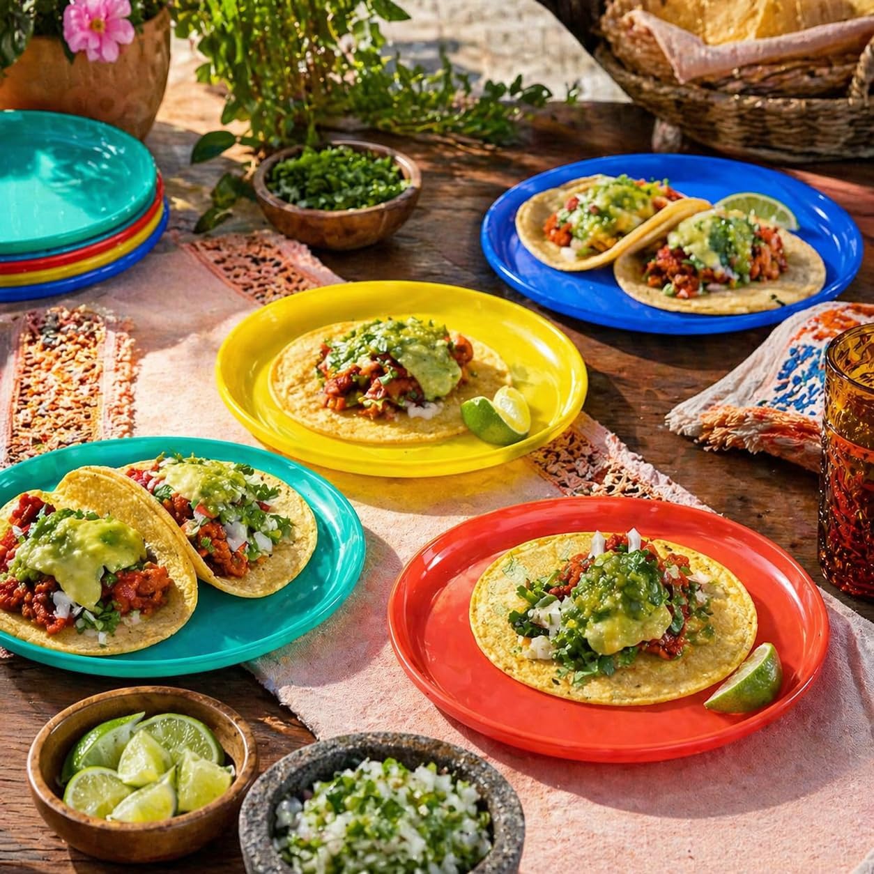 Mexican Taco Plates Set of 12, Plato Taquero — close-up