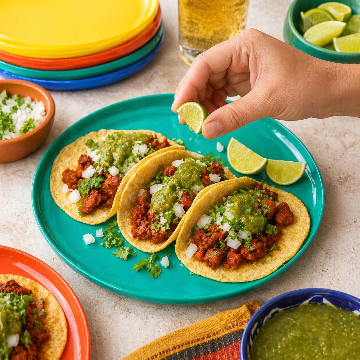 Mexican Taco Plates Set of 12, Plato Taquero — scale reference