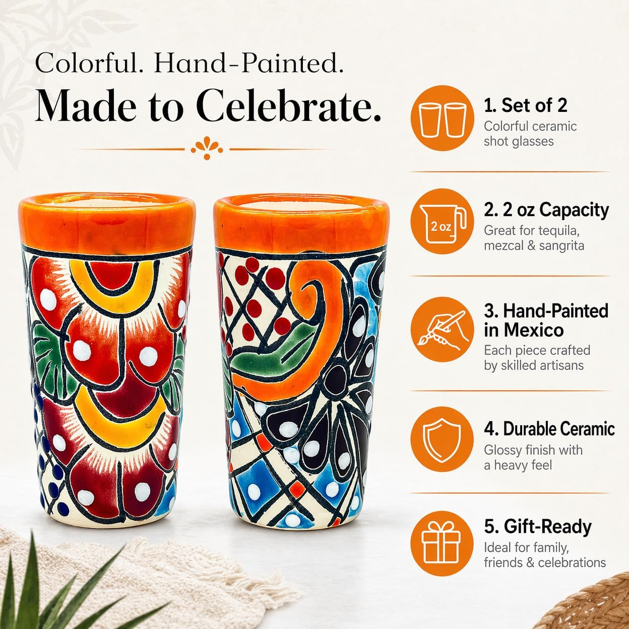 Colorful Shot Glasses, Set of 2 — alternate angle