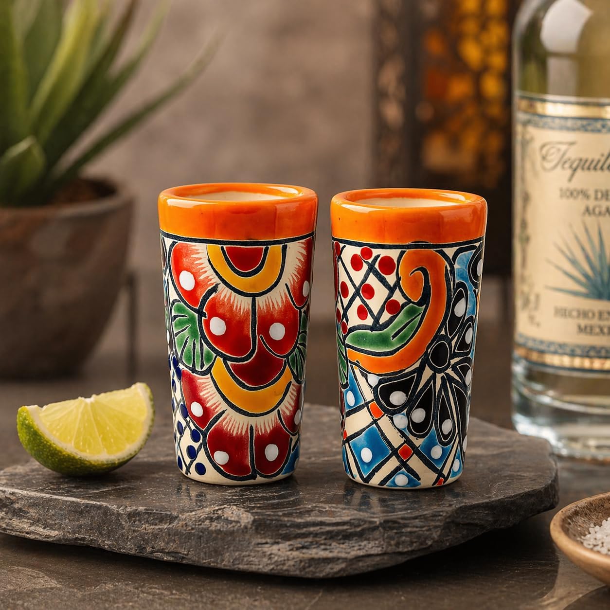 Colorful Shot Glasses, Set of 2 — shown in use