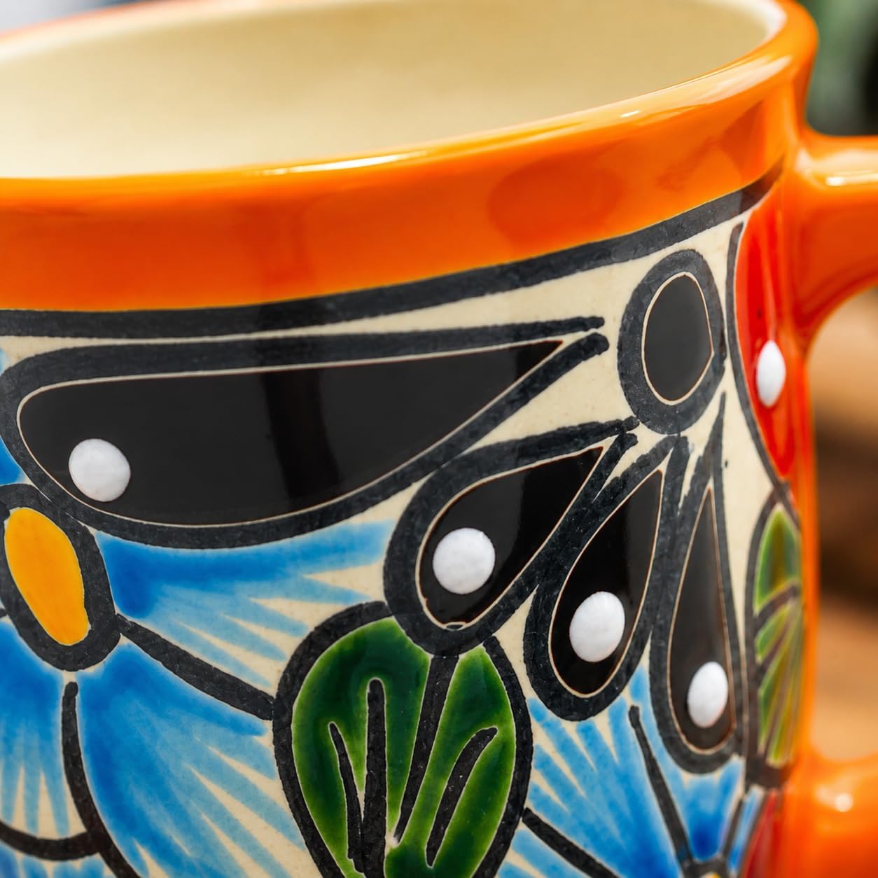 Colorful Mug — detail of the hand-painted pattern