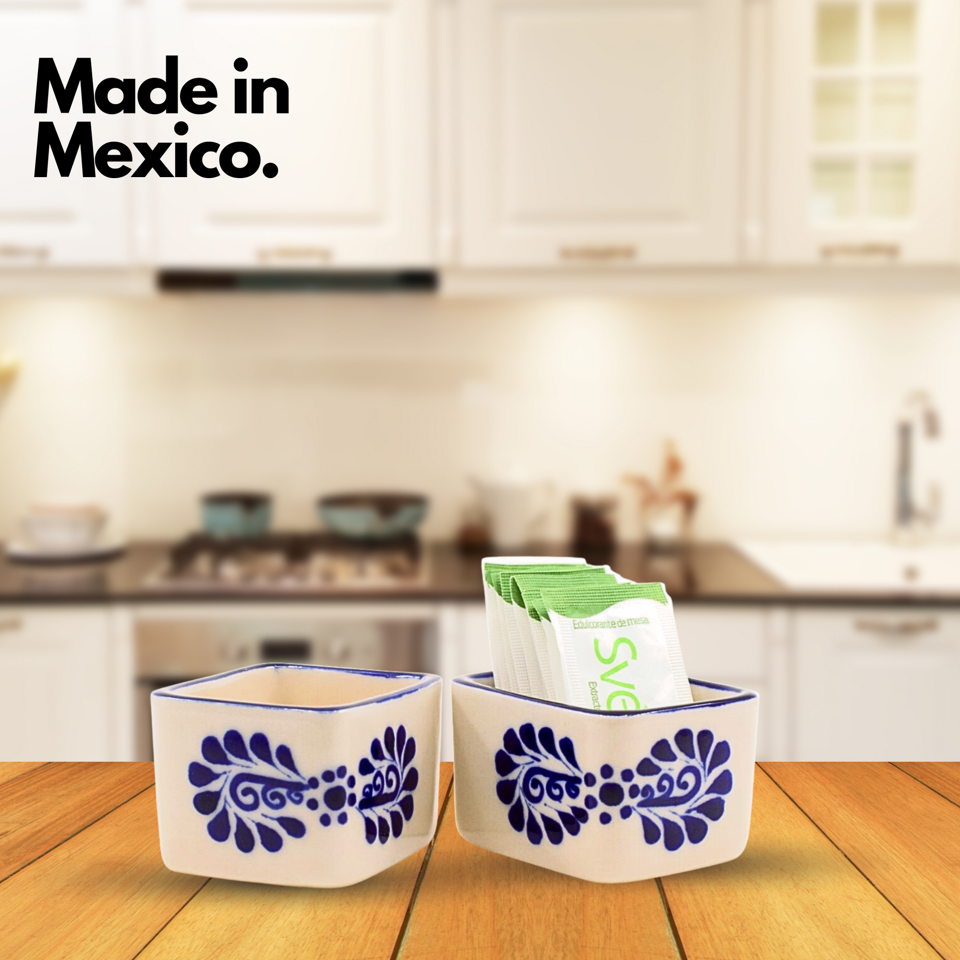A set of 3 vibrant Talavera salsa and spices bowls, handmade and hand-painted in Mexico, perfect for a variety of condiments.