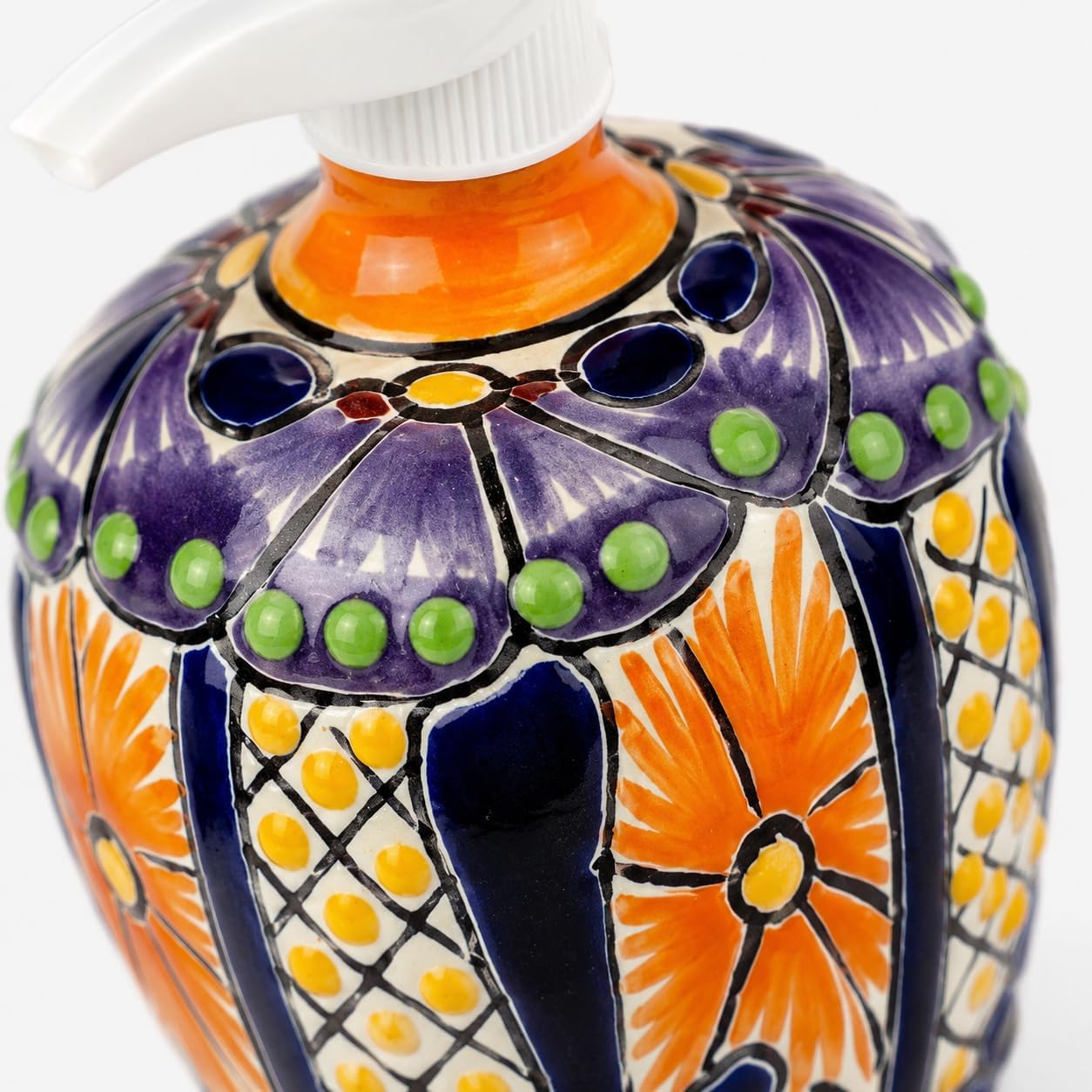 Multicolor Talavera, Style Soap & Lotion Dispenser — side view