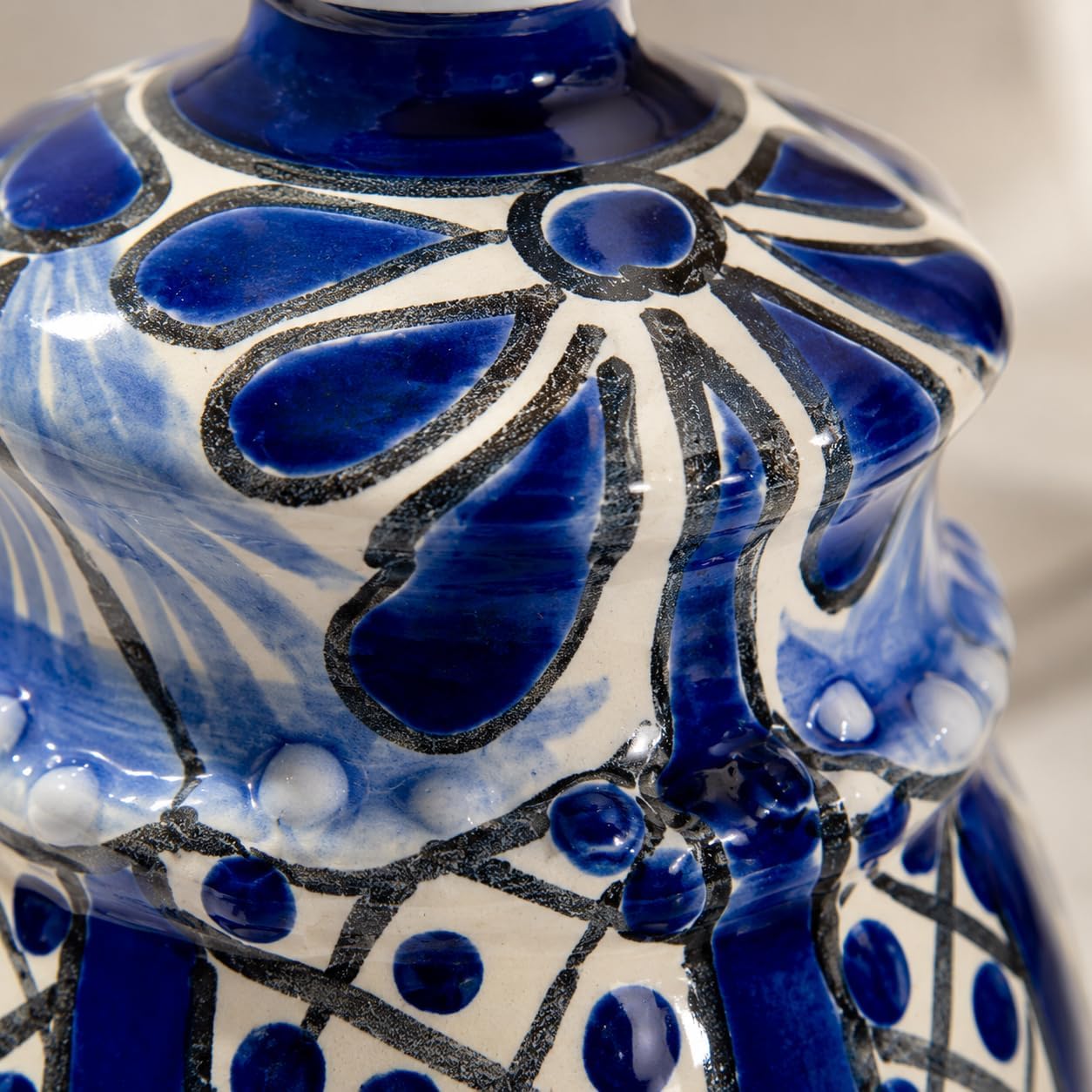 Talavera, Style Ceramic Soap Dispenser, Blue and White — alternate angle