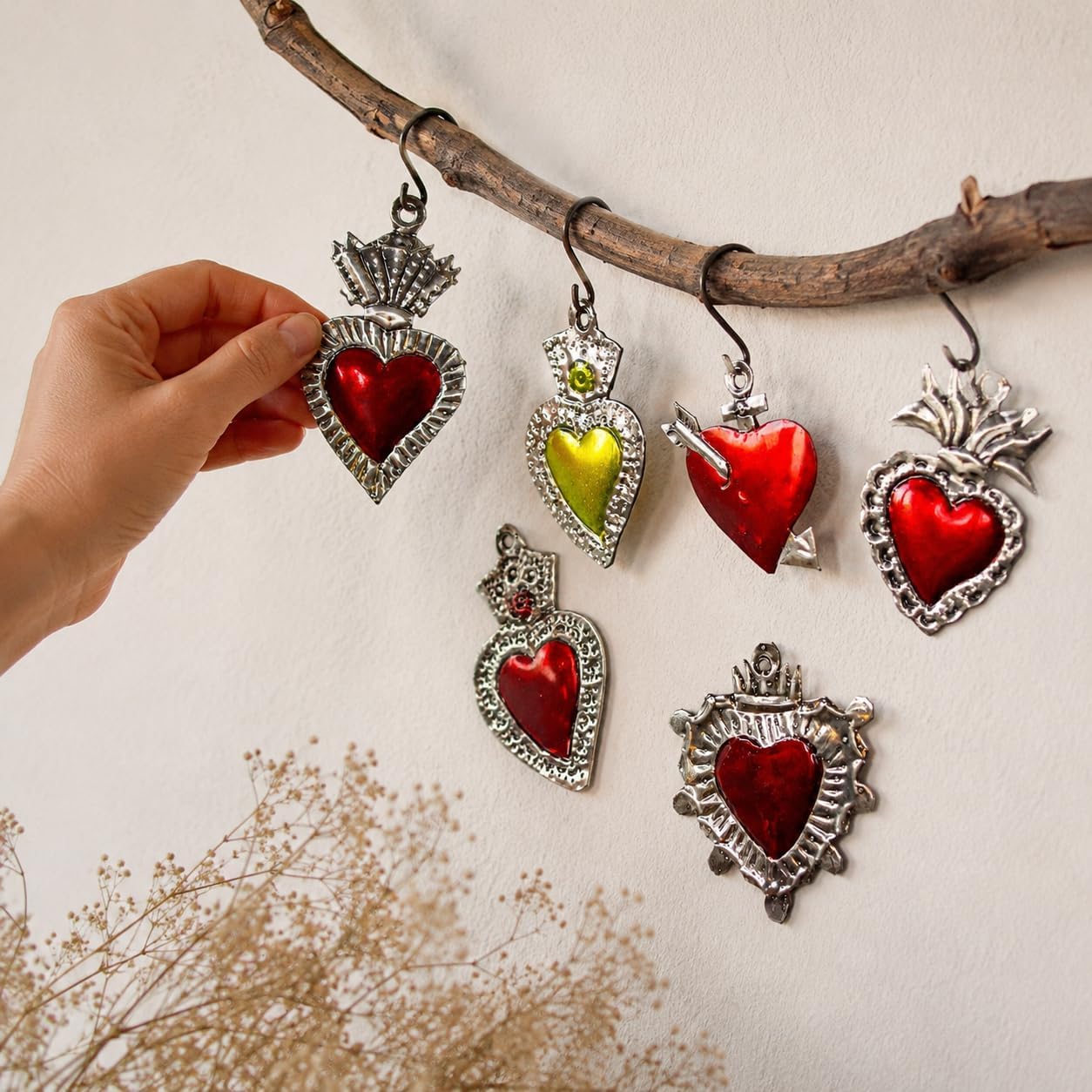 Mexican Milagros Charms, Set of 6 — side view