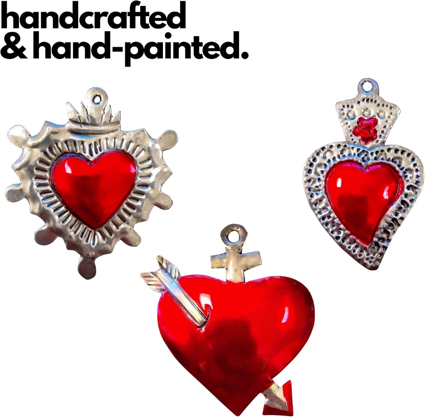 Mexican Milagros Charms, Set of 6 — detail of the hand-painted pattern