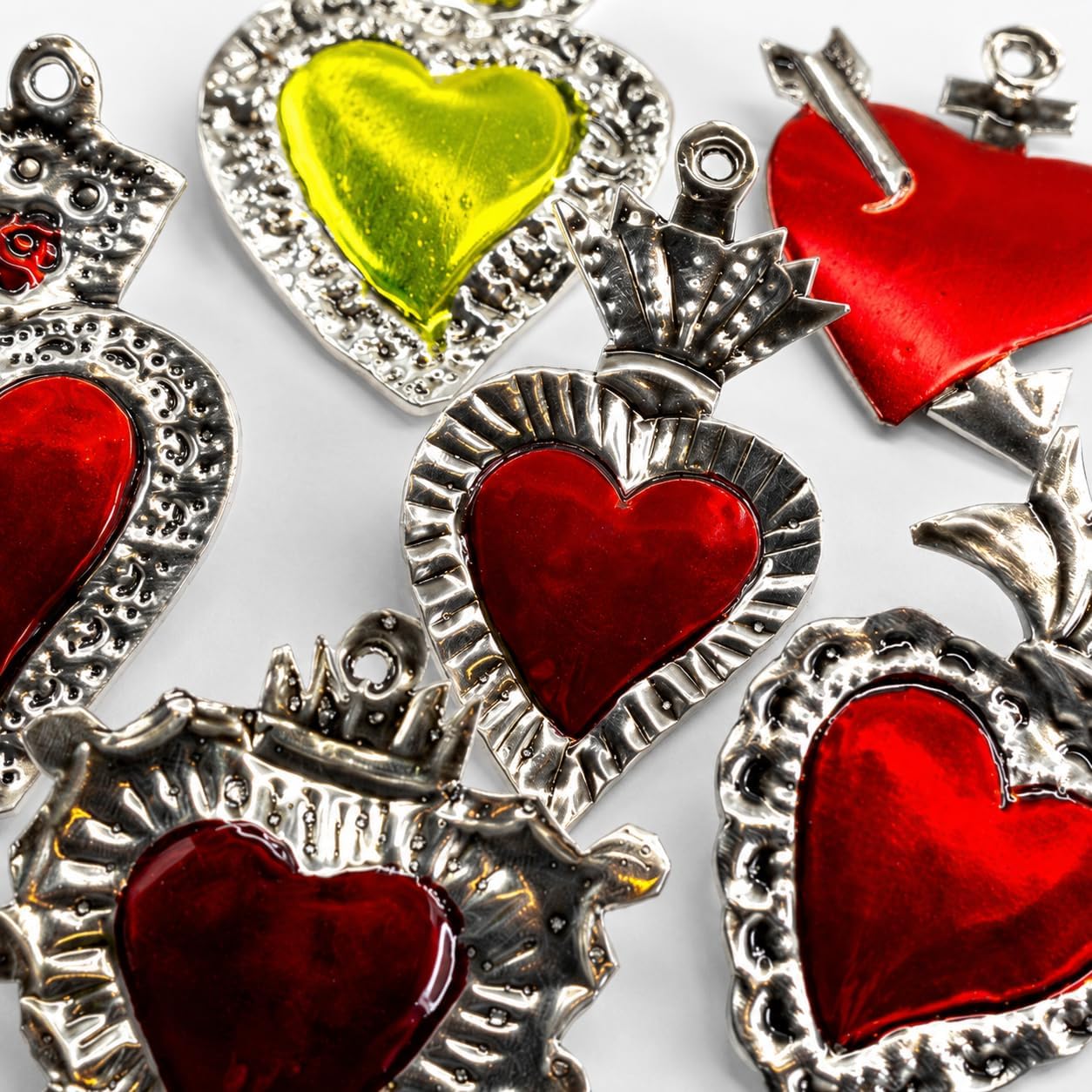 Mexican Milagros Charms, Set of 6 — angled view