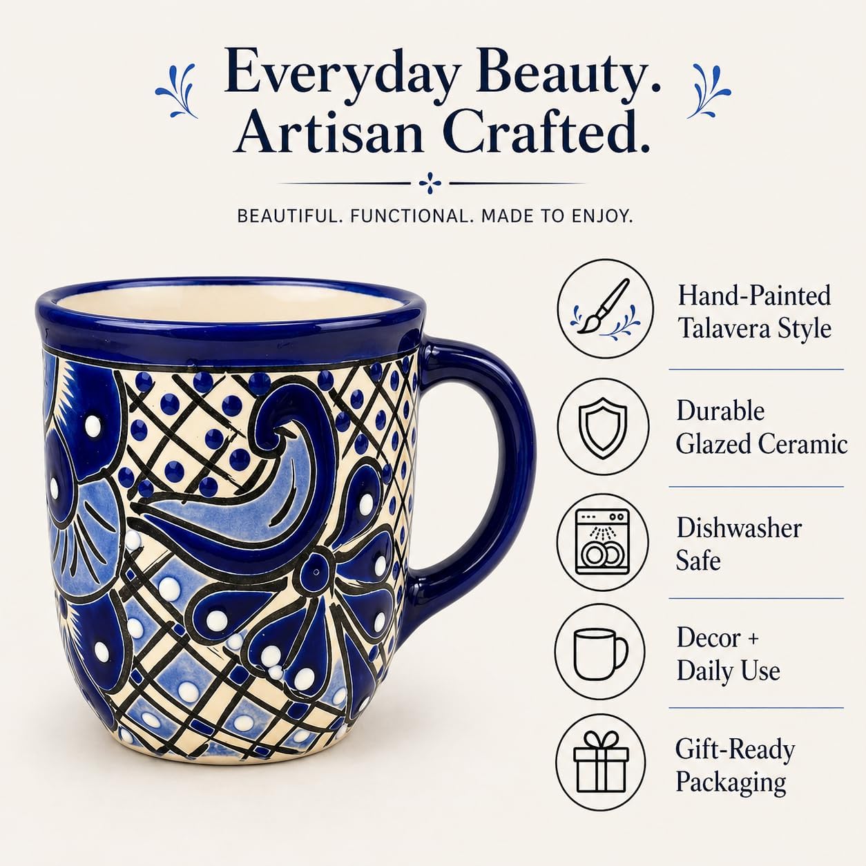 Mug, Blue and White — front view